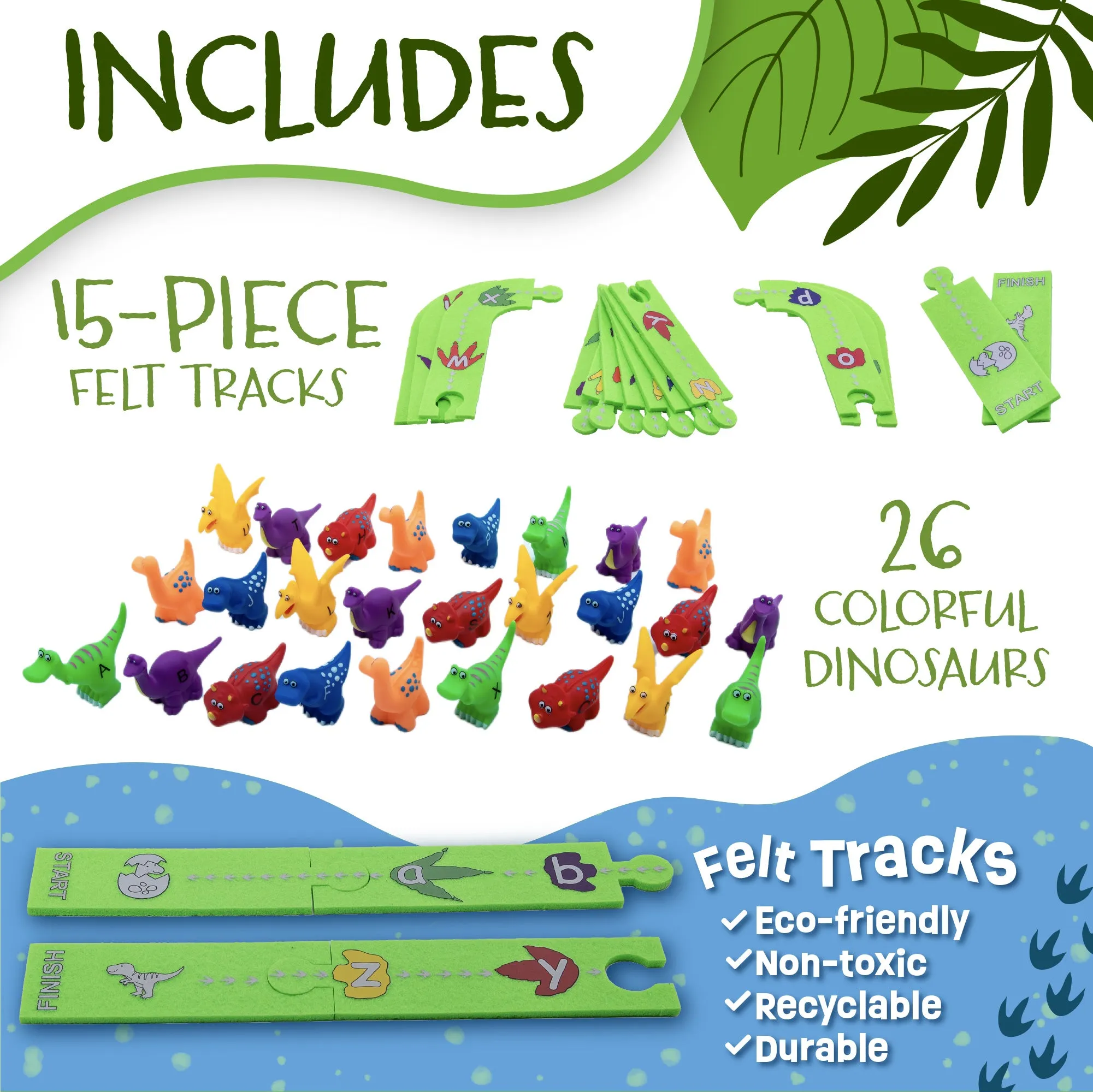 Alpha Tracks Dinosaur Uppercase Lowercase Alphabet Matching Game for ABC Learning (41pcs)