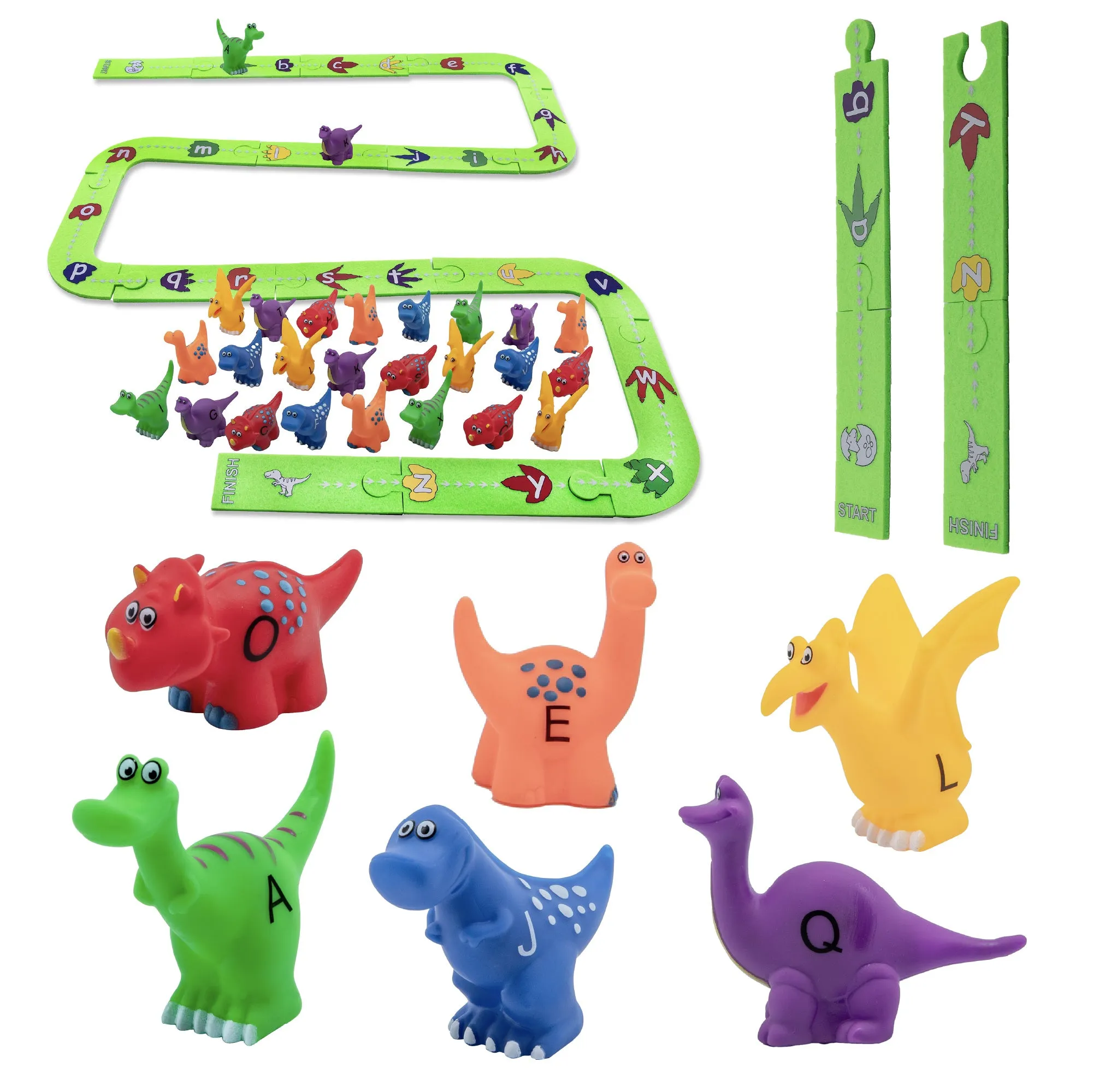 Alpha Tracks Dinosaur Uppercase Lowercase Alphabet Matching Game for ABC Learning (41pcs)