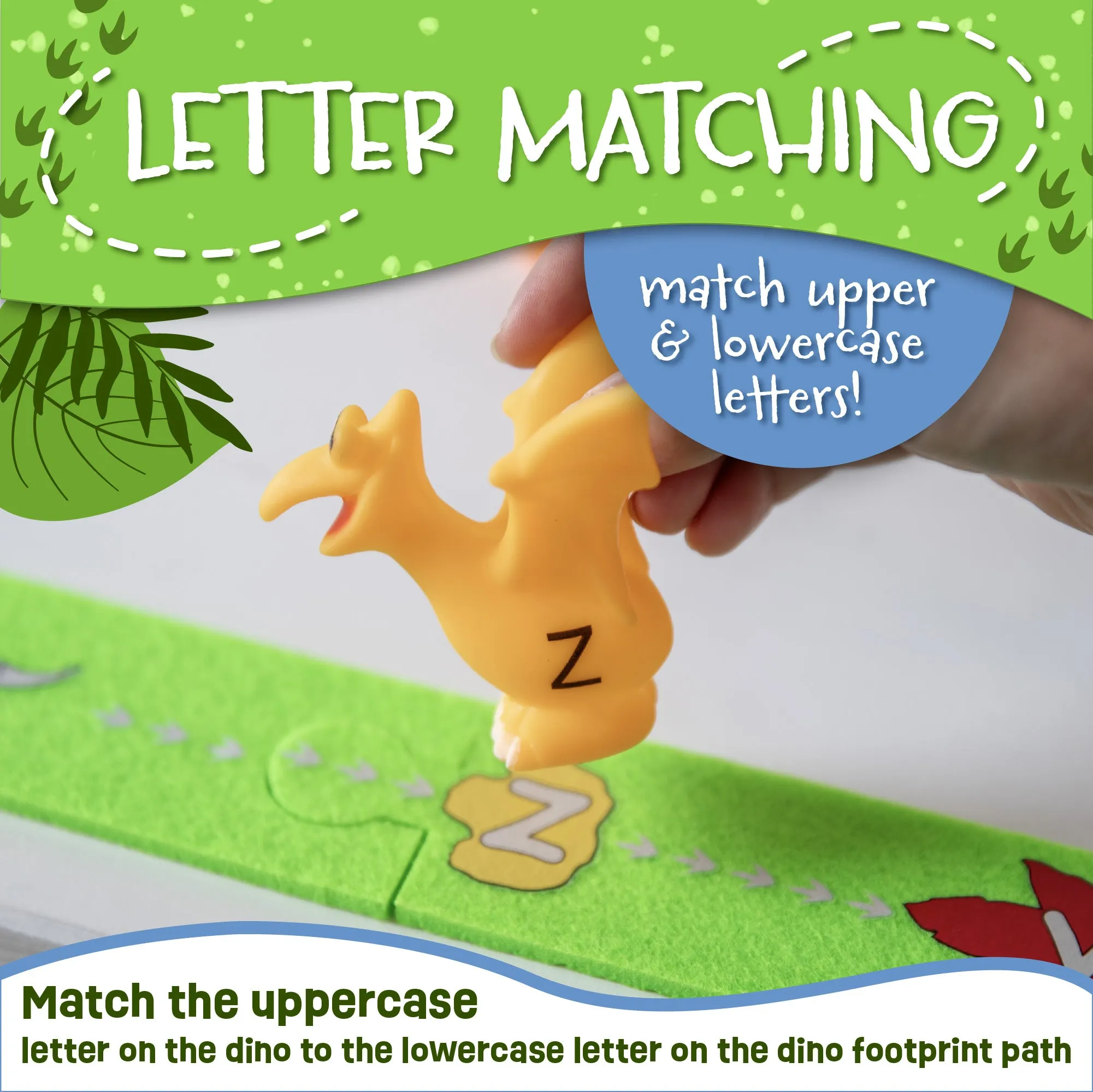 Alpha Tracks Dinosaur Uppercase Lowercase Alphabet Matching Game for ABC Learning (41pcs)