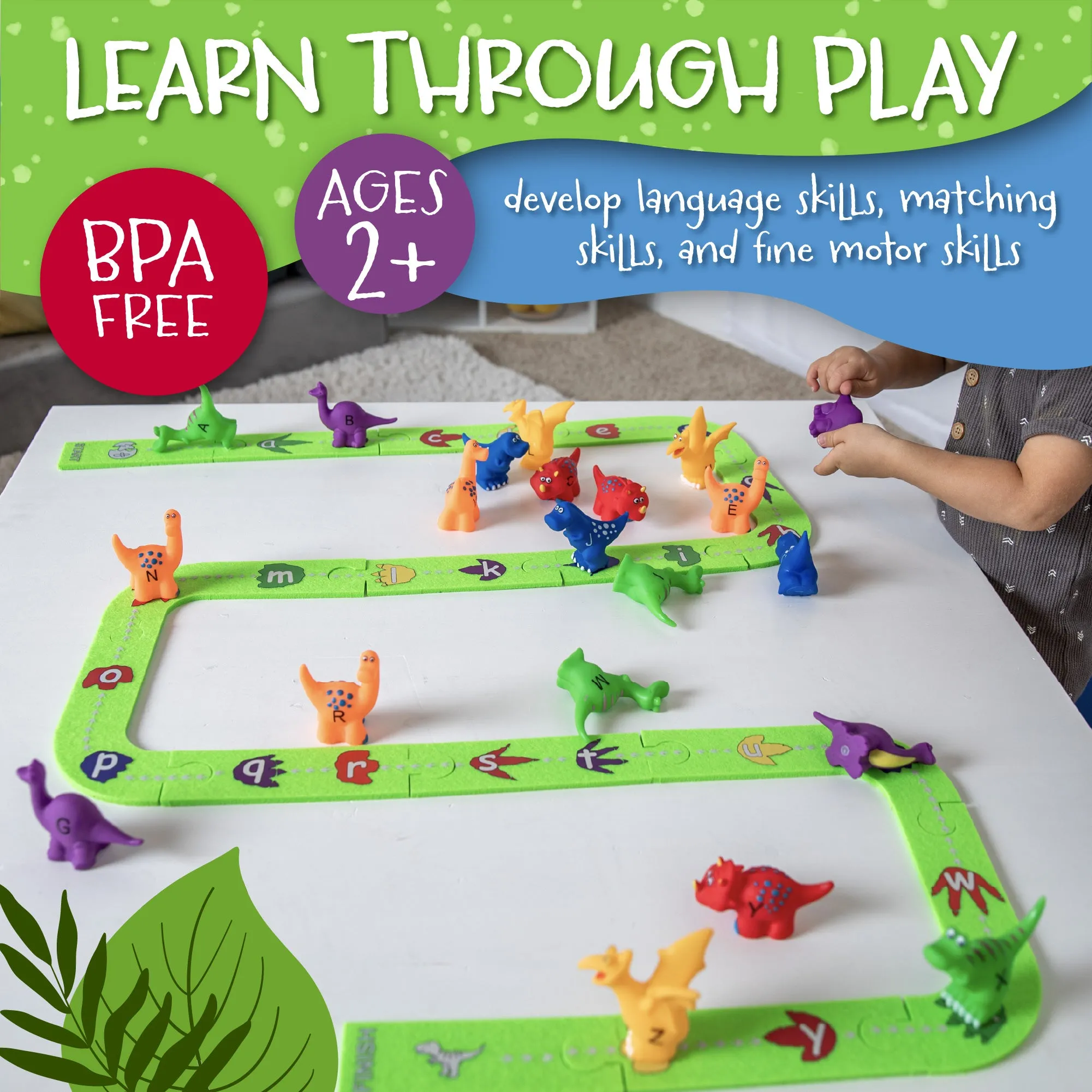 Alpha Tracks Dinosaur Uppercase Lowercase Alphabet Matching Game for ABC Learning (41pcs)