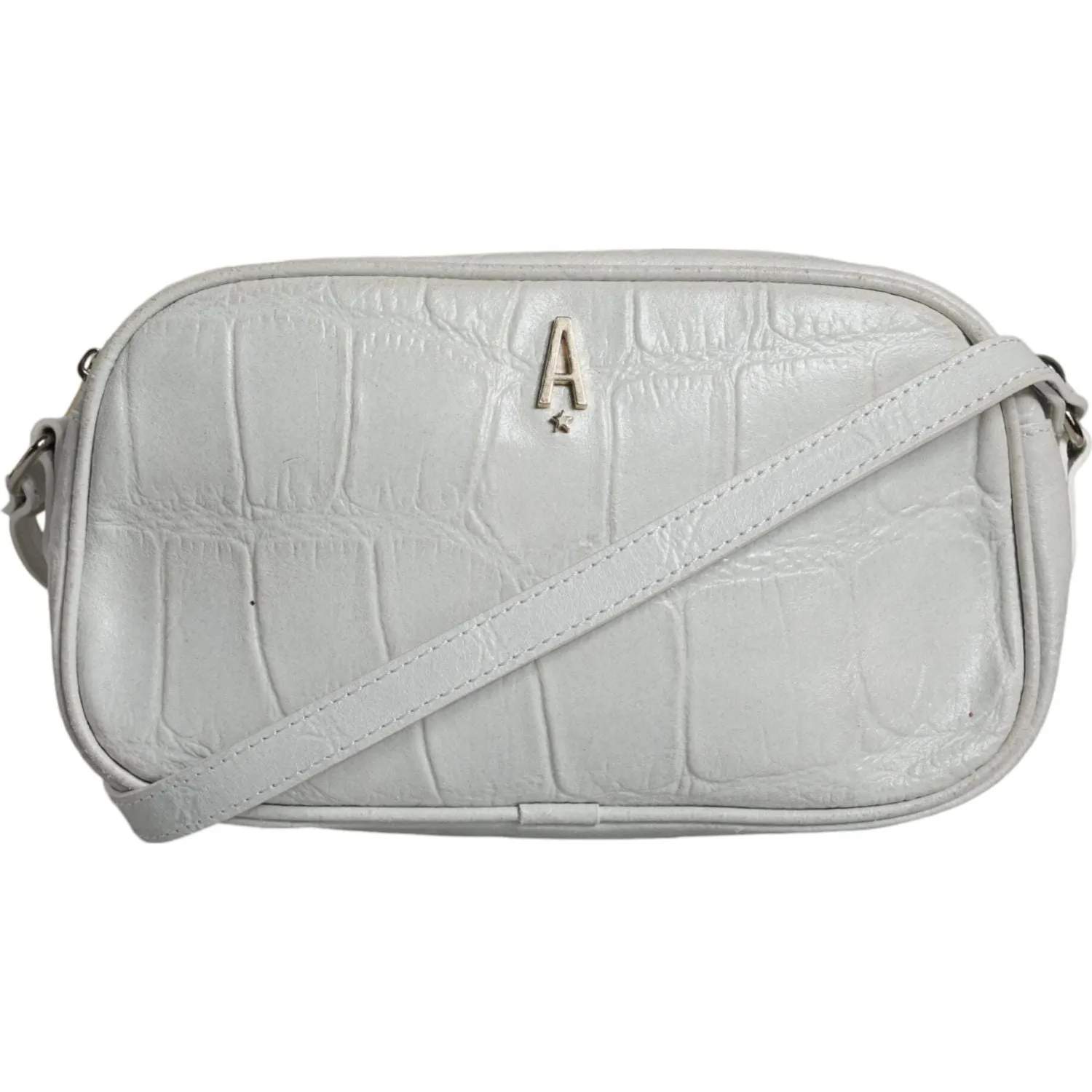 Aniye By White Croc Print Leather Crossbody Sling Bag