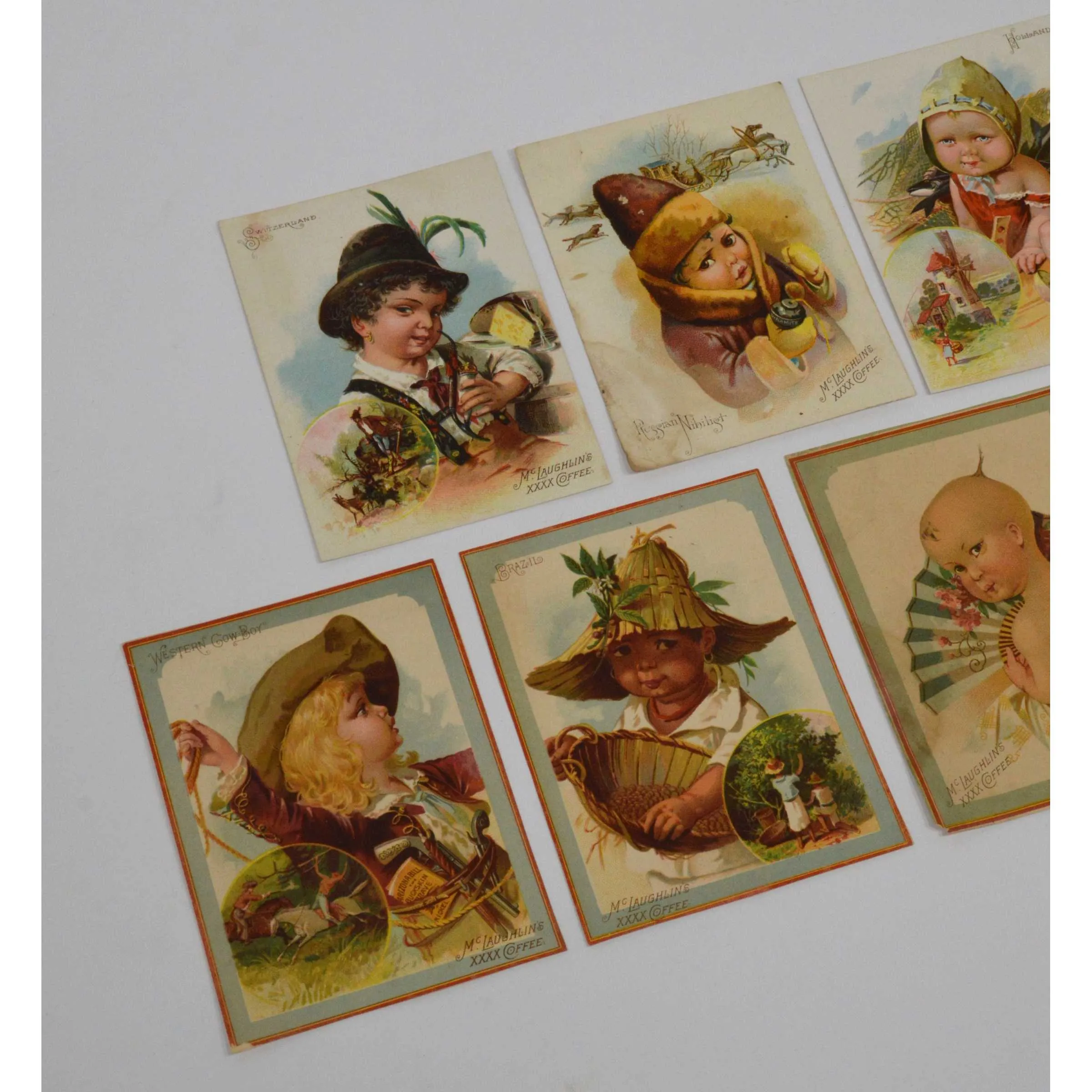 Antique Advertising TRADE CARD Lot of 9 "McLAUGHLIN'S XXXX COFFEE" Country Kids