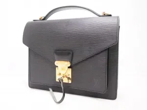 Authentic Pre-owned Louis Vuitton Epi Black Noir Monceau Hand Bag Satchel Bag w/ Key M52122 152750