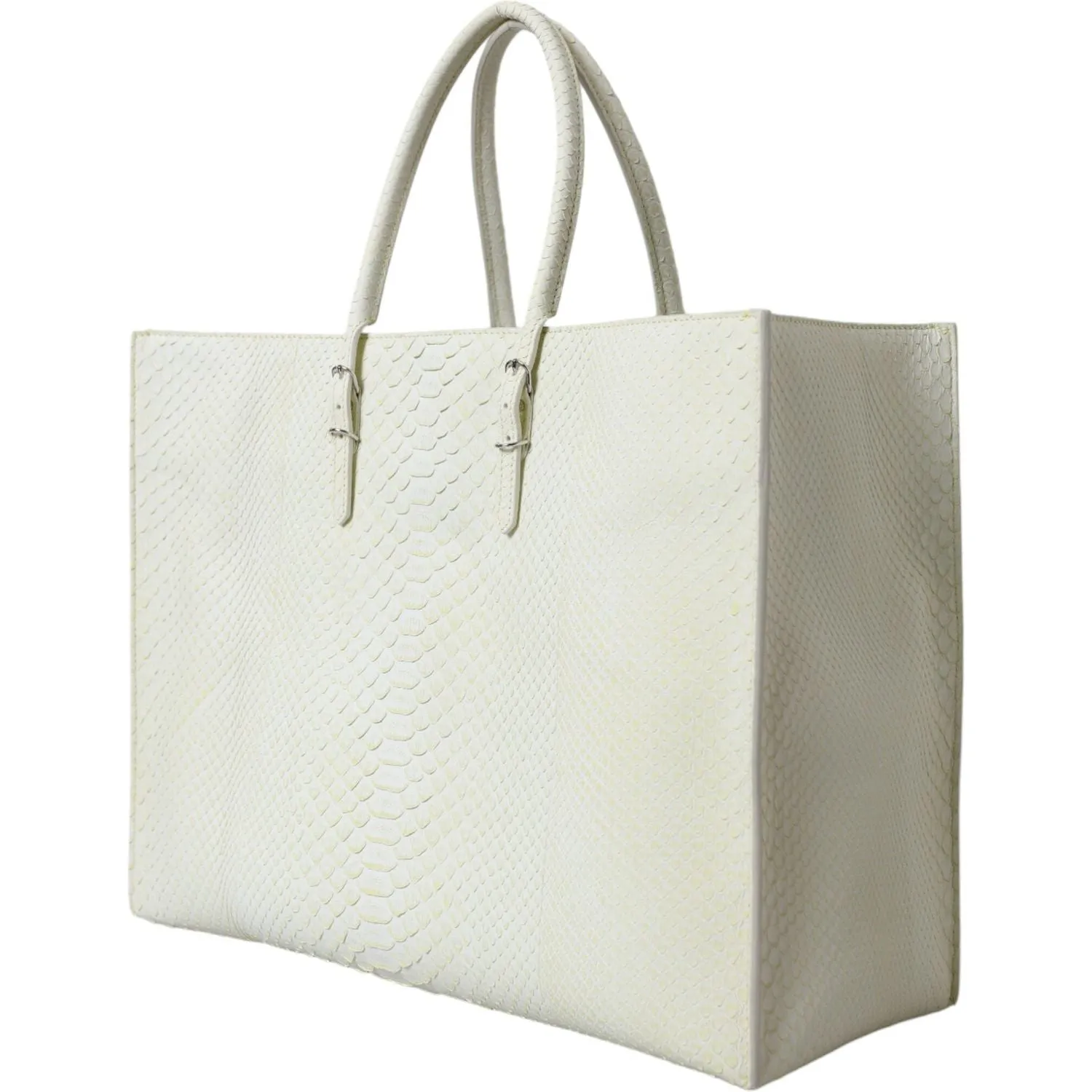 Balenciaga Chic Python Leather Tote in White & Yellow