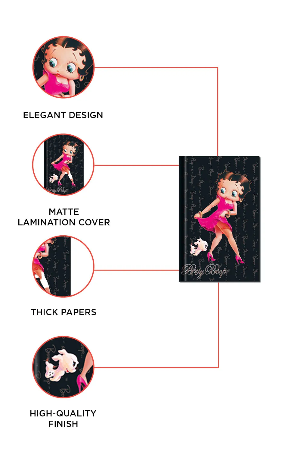 Betty Boop A7 Note Book (Bad Girl, Champagne, Flirt)