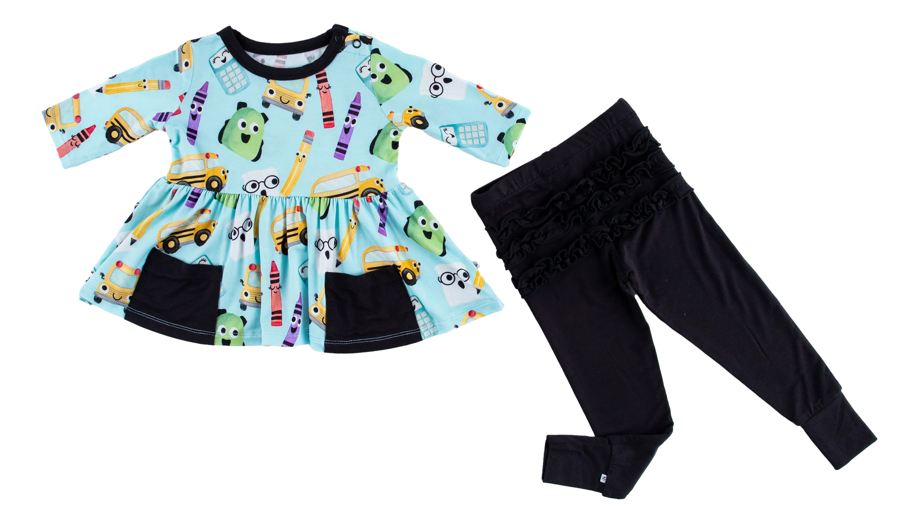 Birdie Bean Albert Back to School Print Kids Birdie Peplum Set