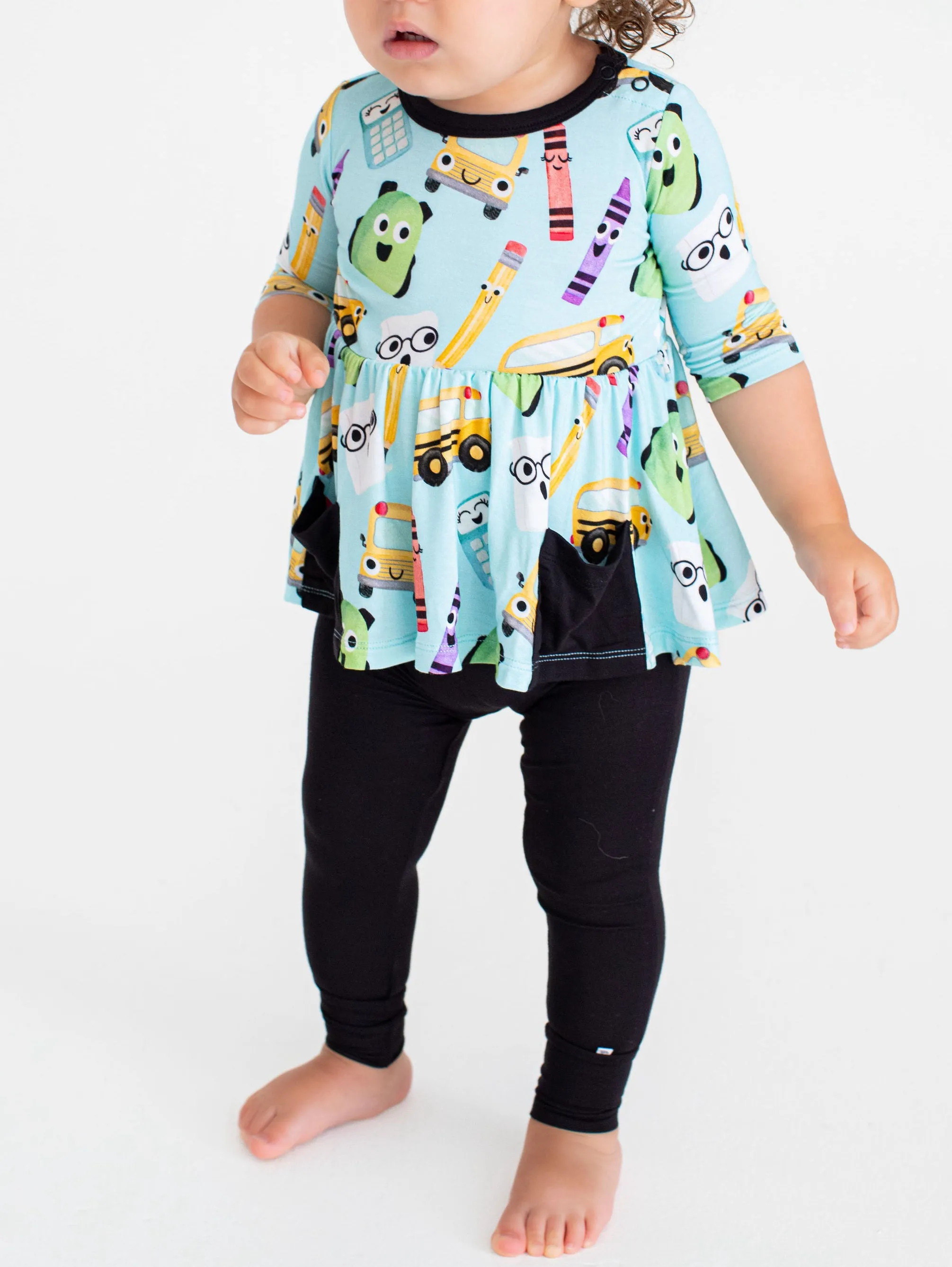 Birdie Bean Albert Back to School Print Kids Birdie Peplum Set