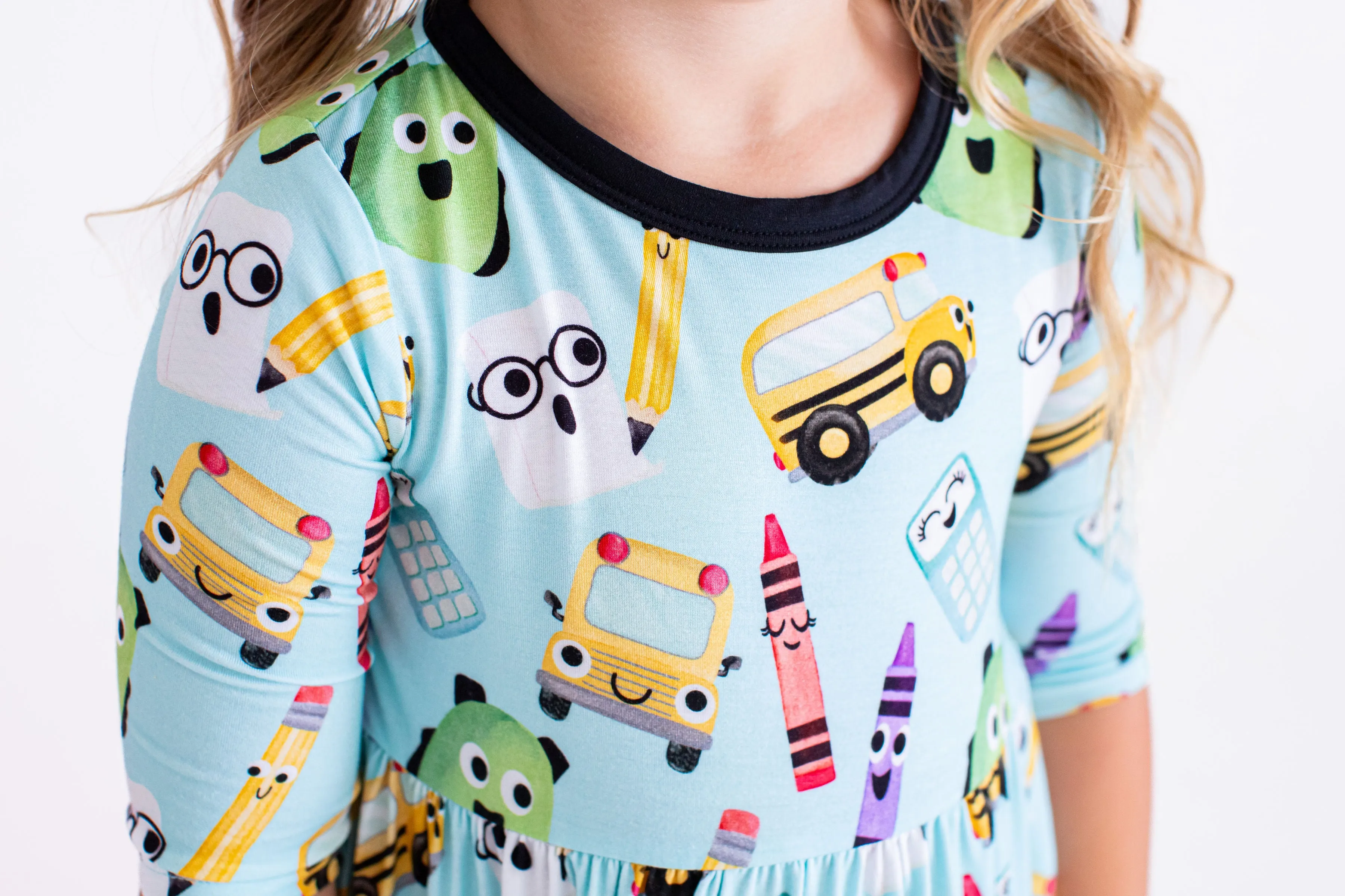 Birdie Bean Albert Back to School Print Kids Birdie Peplum Set