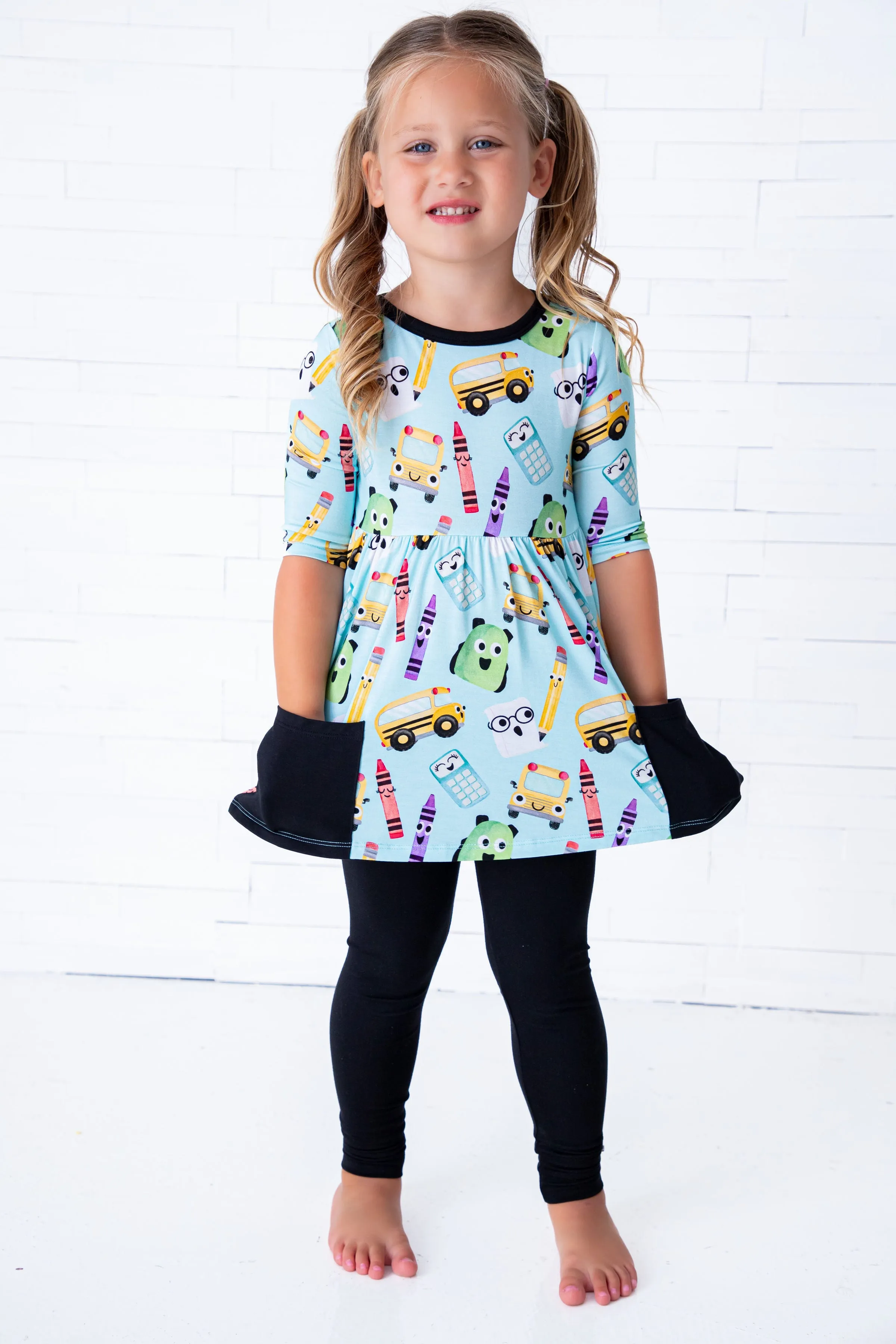 Birdie Bean Albert Back to School Print Kids Birdie Peplum Set