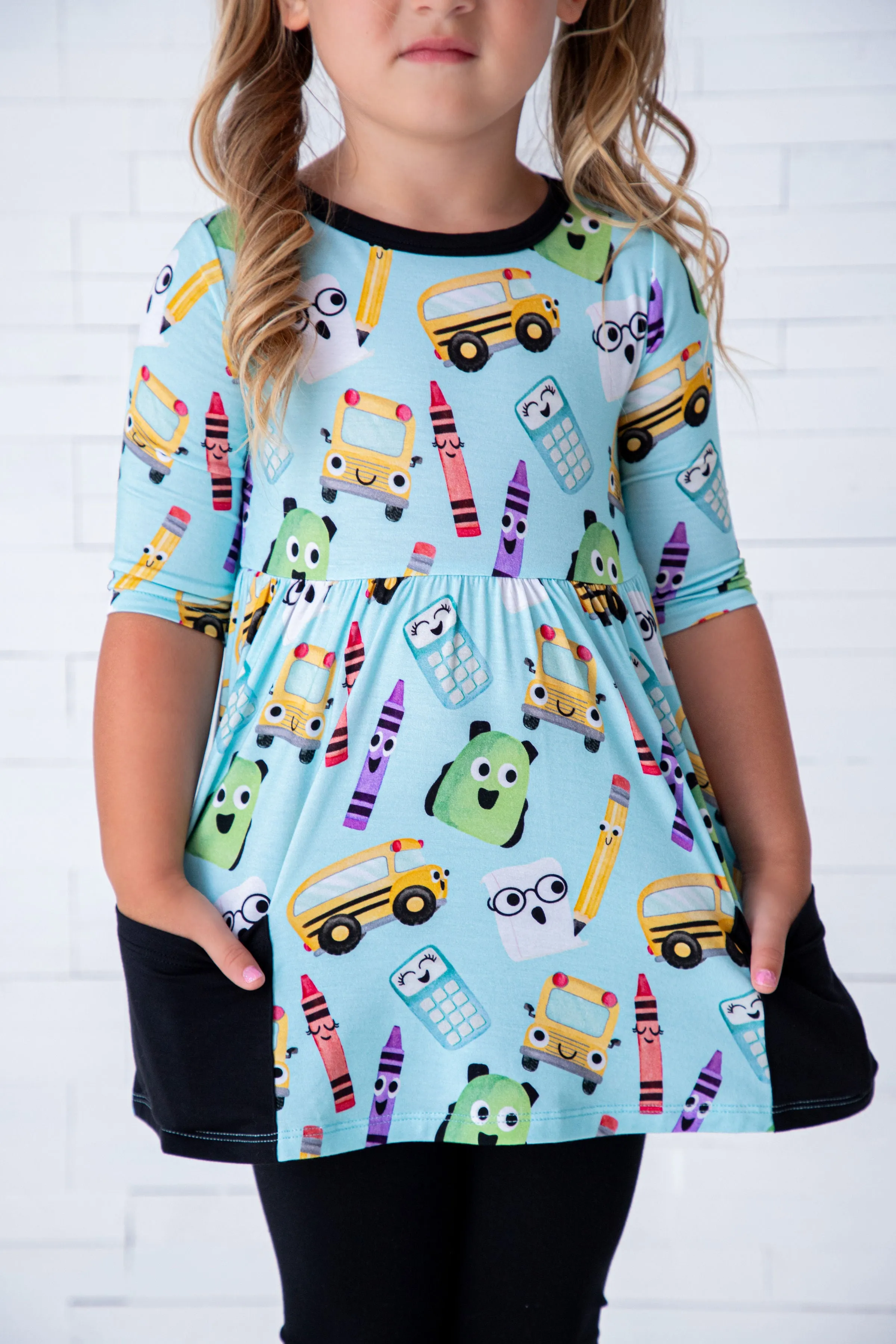 Birdie Bean Albert Back to School Print Kids Birdie Peplum Set