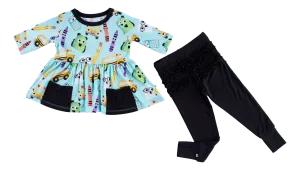 Birdie Bean Albert Back to School Print Kids Birdie Peplum Set