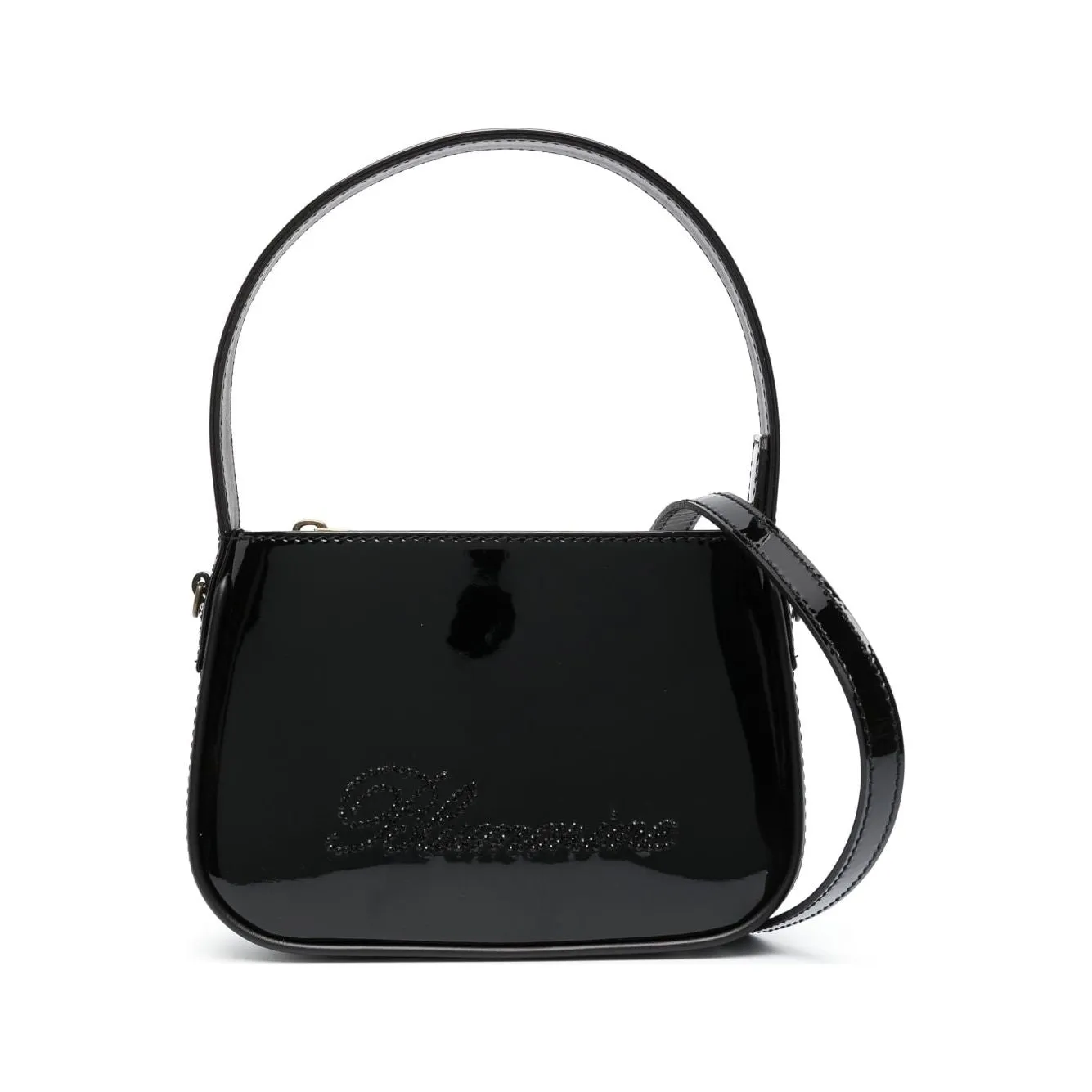 Blumarine embossed-logo high-shine tote bag Black