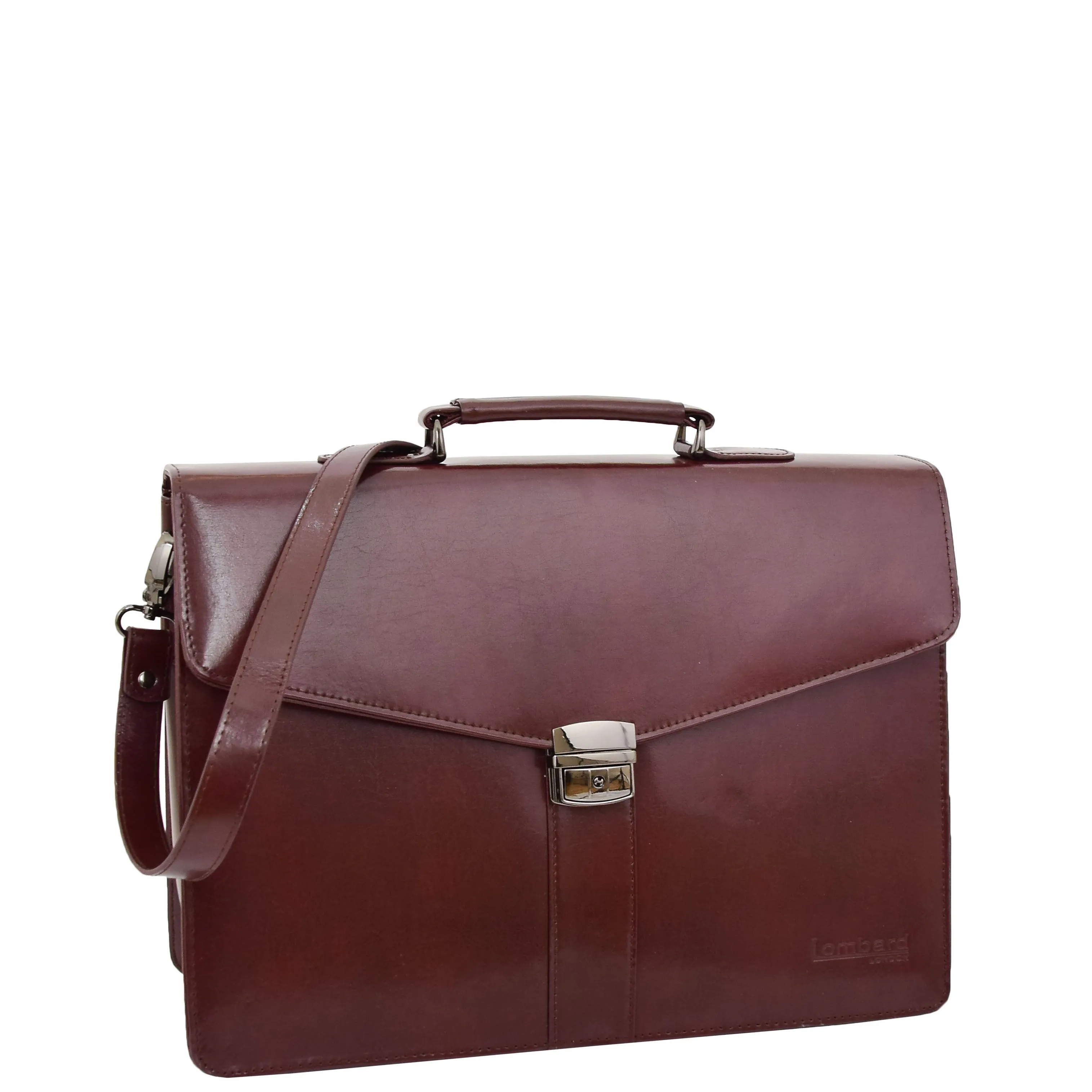 Brown Leather Briefcase For Mens Laptop Business Organiser Shoulder Bag Alvin