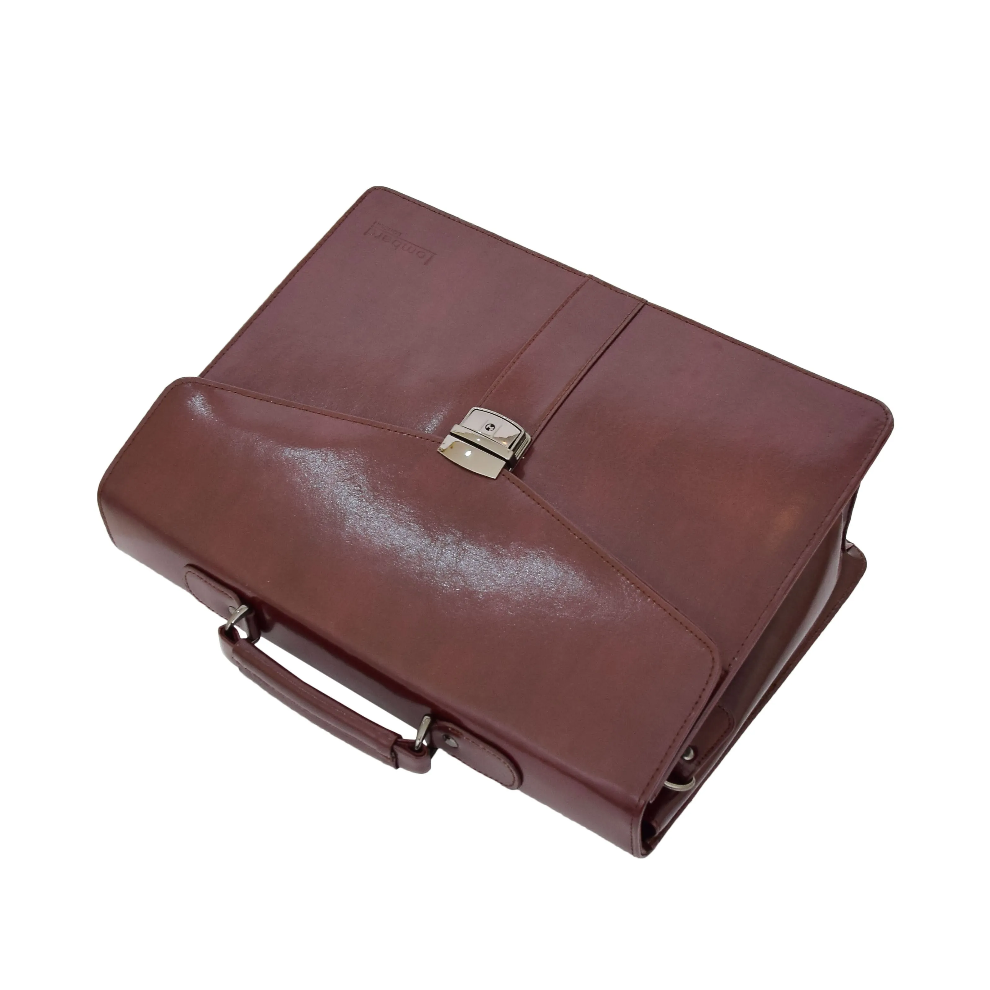 Brown Leather Briefcase For Mens Laptop Business Organiser Shoulder Bag Alvin