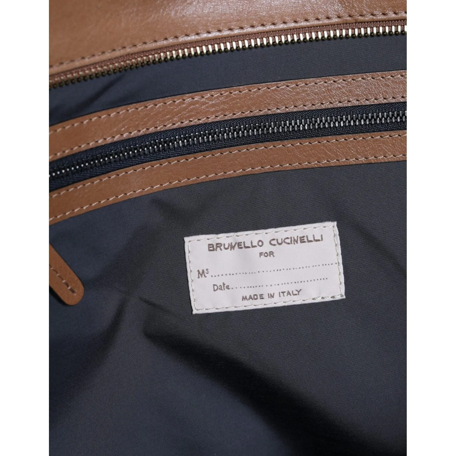 Brunello Cucinelli Brown Leather Logo Shoulder Strap Shopping Tote Bag