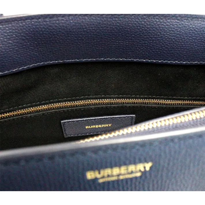 Burberry Banner Medium Regency Blue Leather Tote Crossbody Handbag Purse