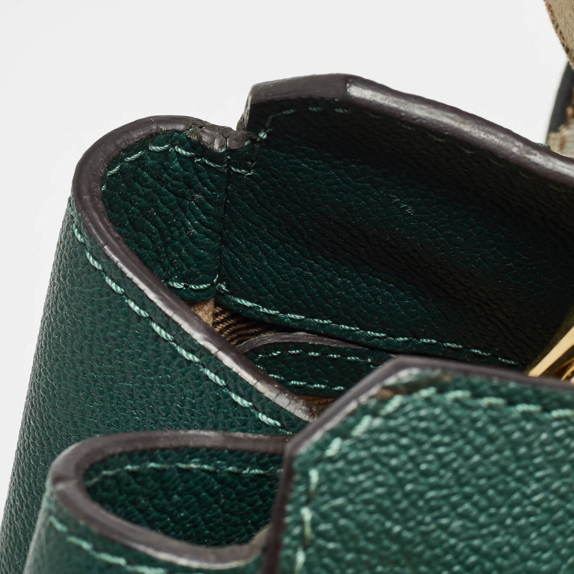 BURBERRY Green Leather Buckle Tote