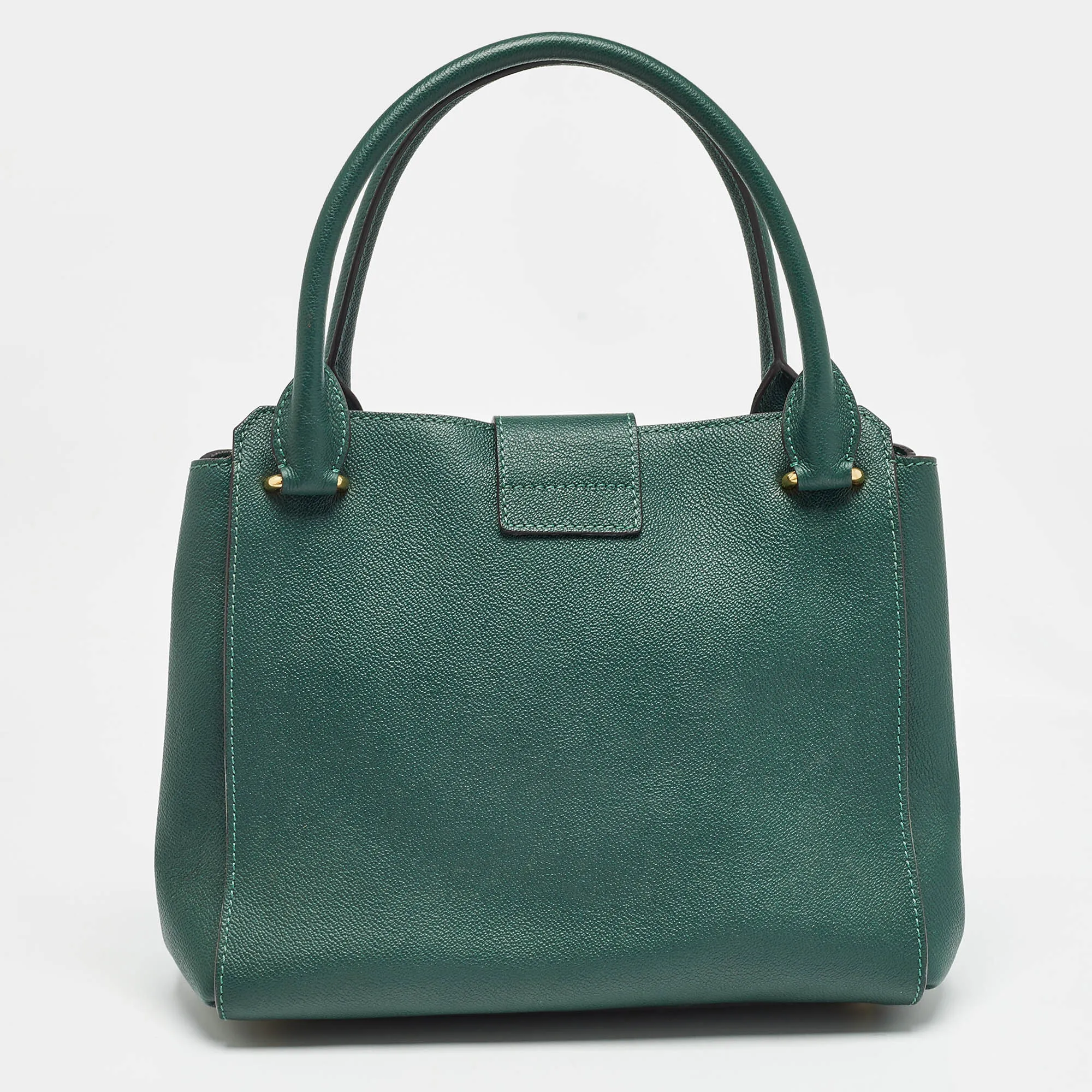 BURBERRY Green Leather Buckle Tote