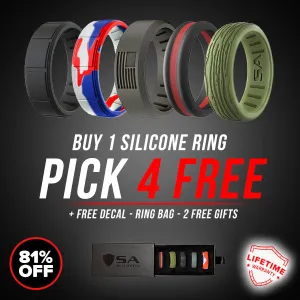 BUY 1 SILICONE RING - PICK 4 FREE   Free Ring Box, Ring Bag, & Gift