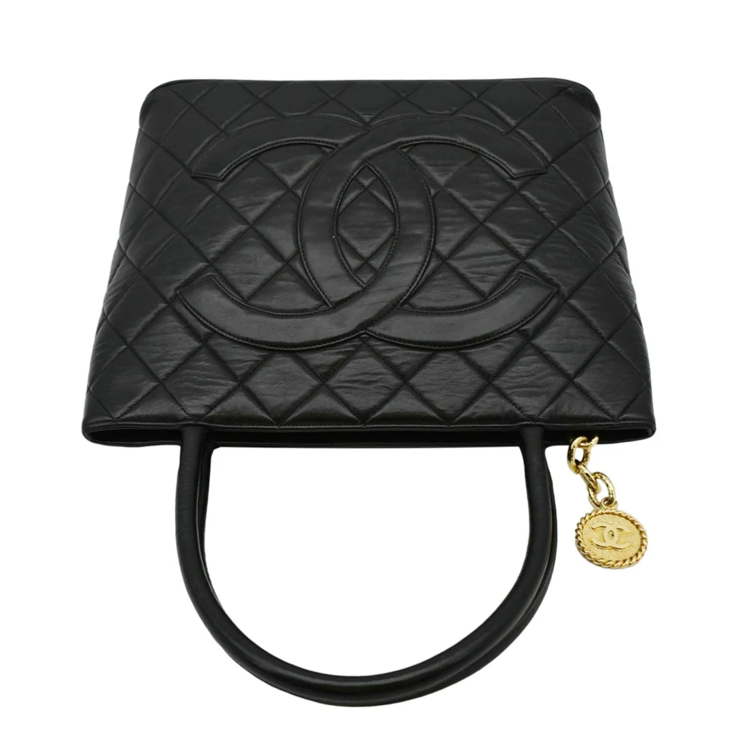 CL Medallion Quilted Caviar Leather Tote Bag Black