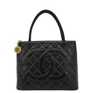 CL Medallion Quilted Caviar Leather Tote Bag Black