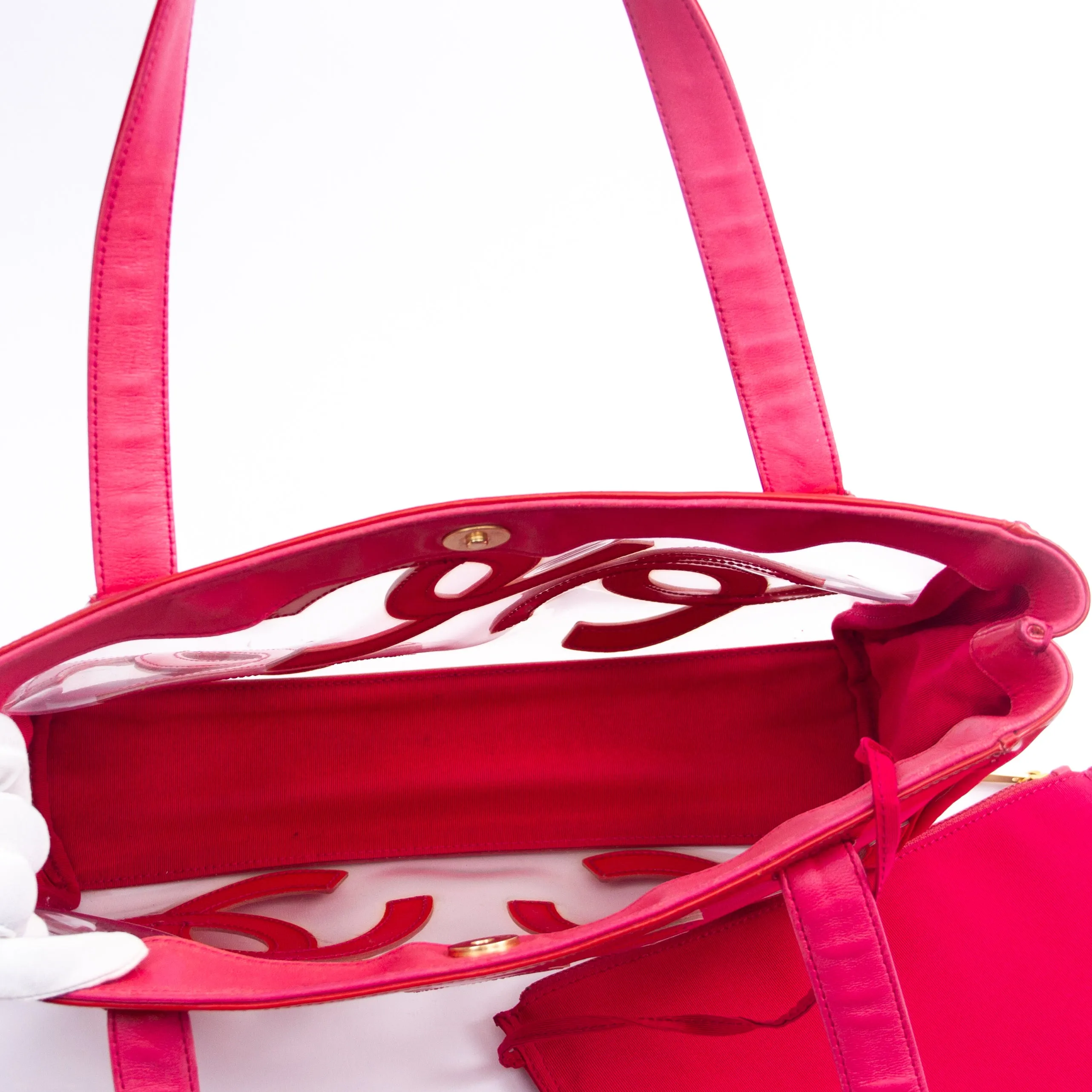 Clear & Red Logo Shoulder Bag