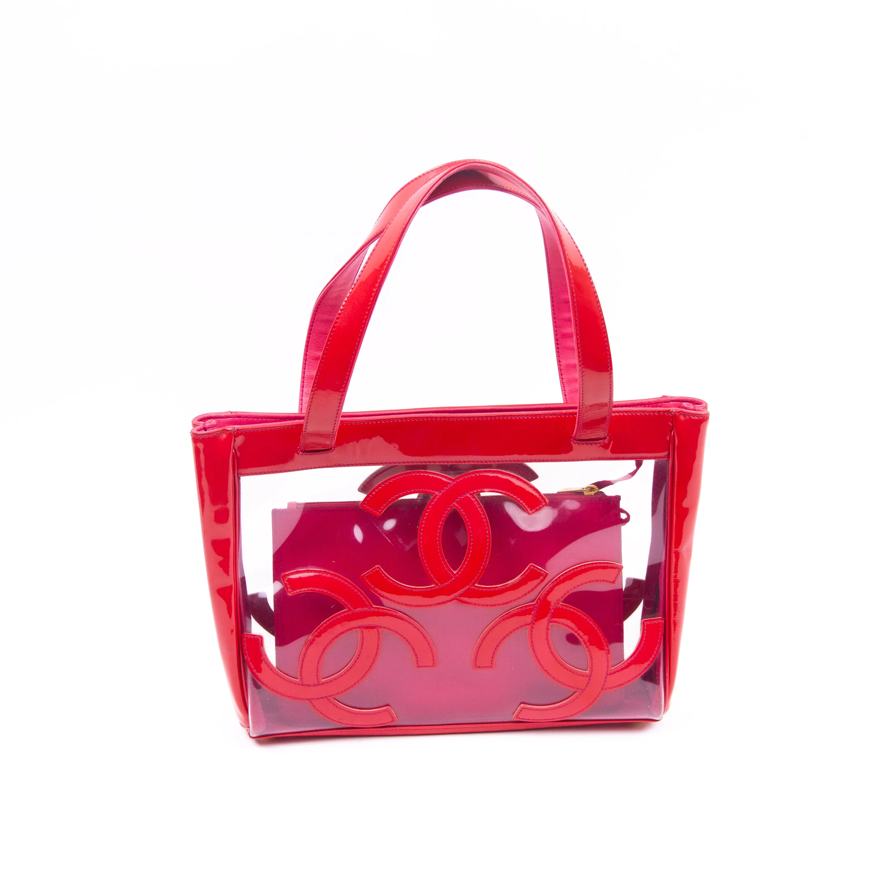 Clear & Red Logo Shoulder Bag