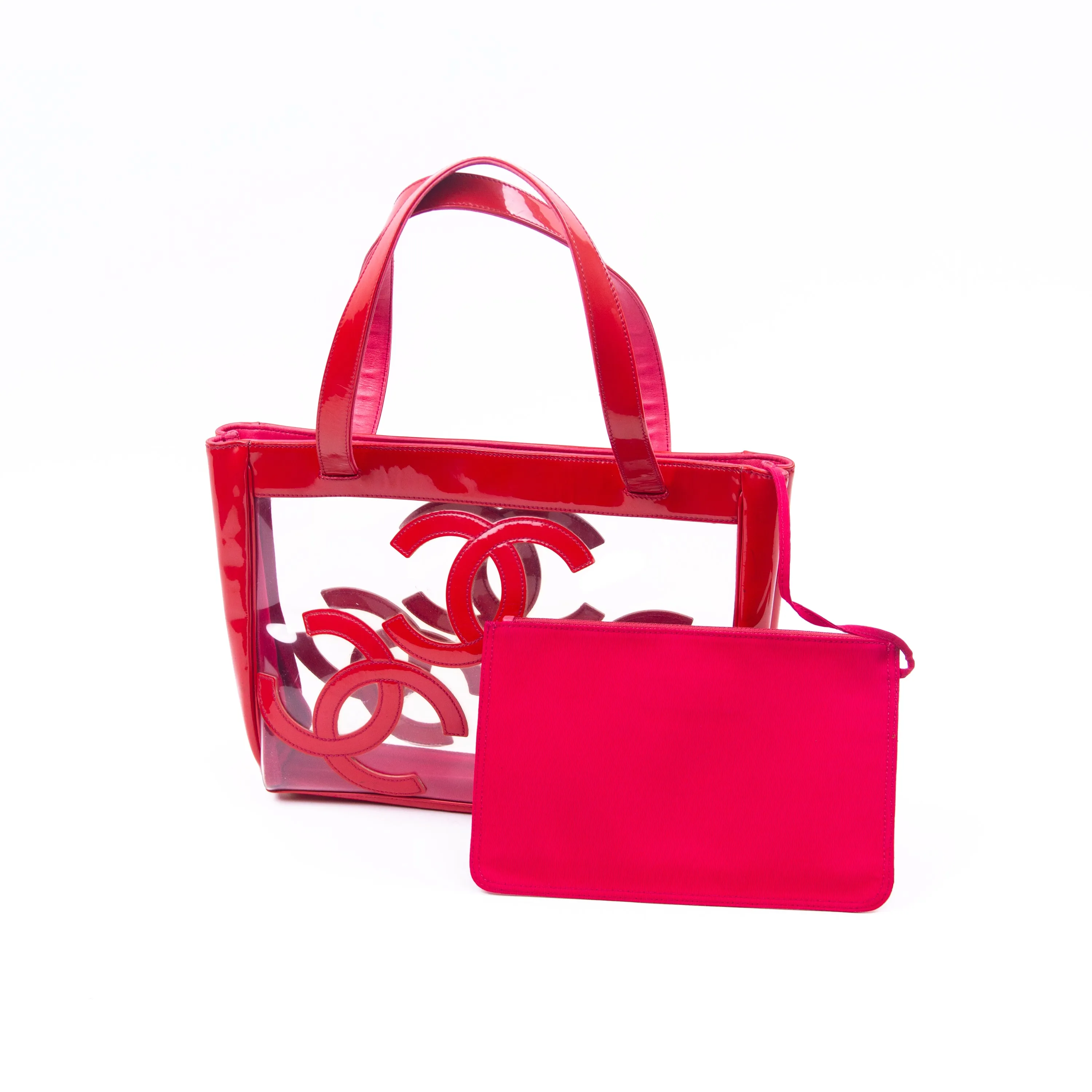 Clear & Red Logo Shoulder Bag