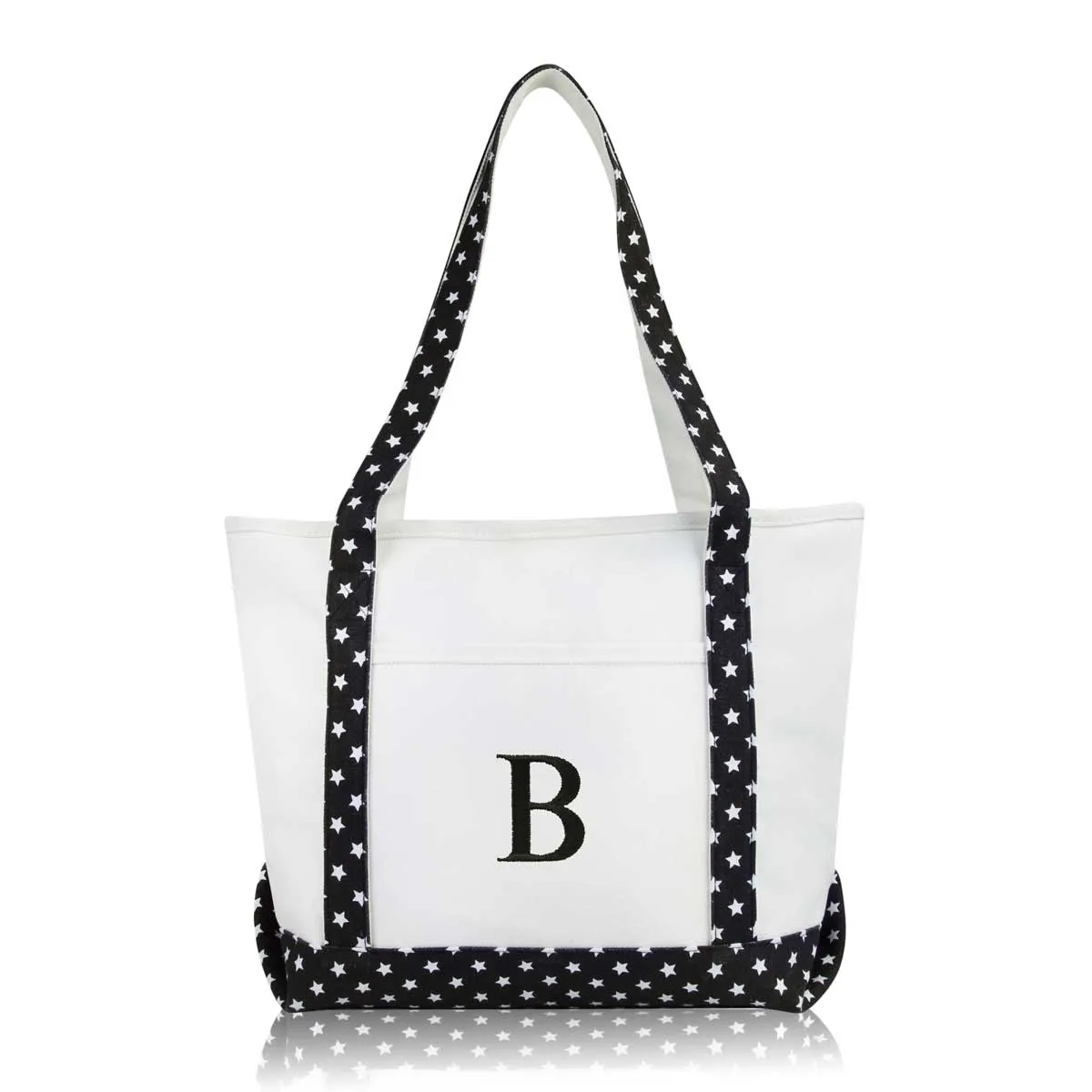 Dalix Medium Personalized Tote Bag Monogrammed Initial Letter - B