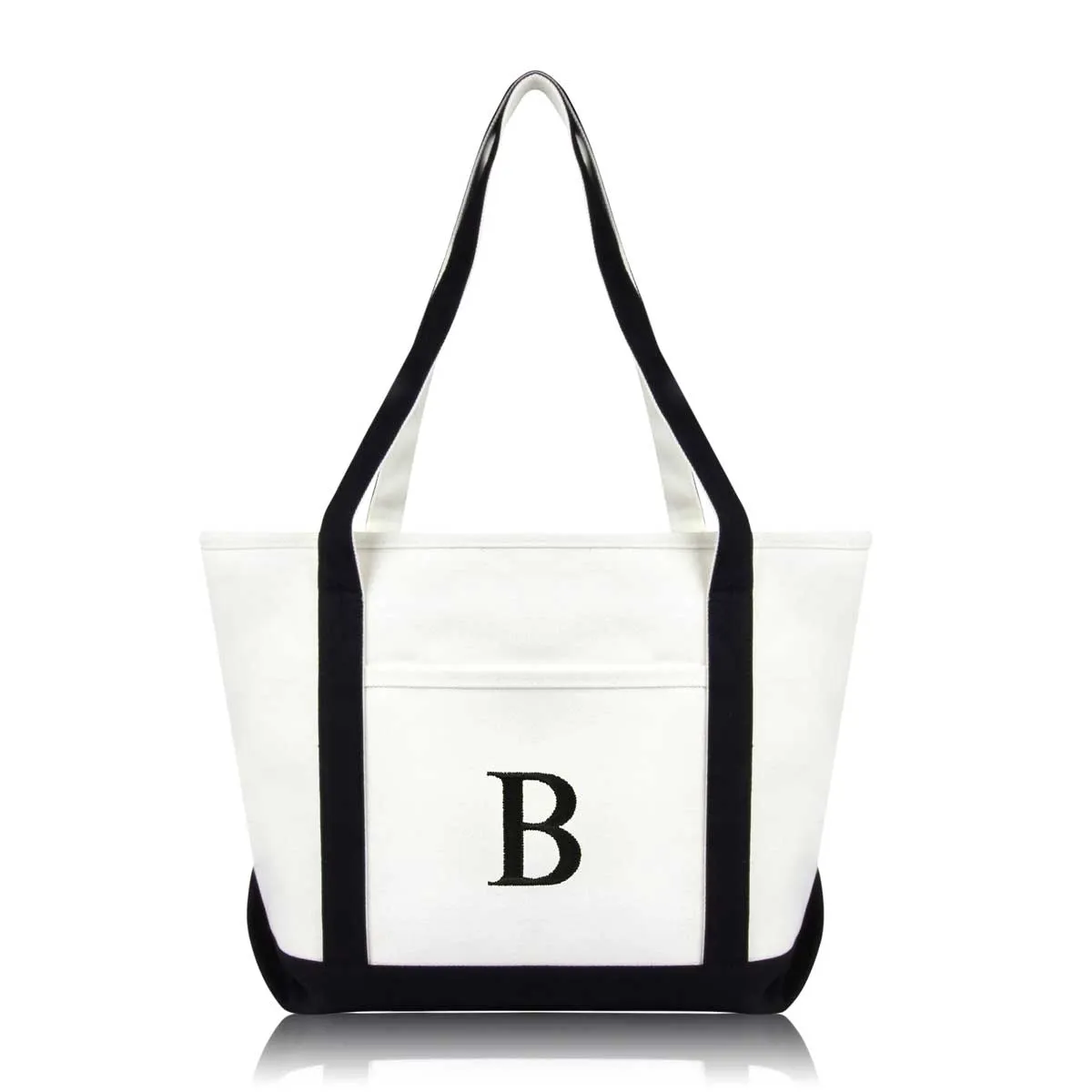 Dalix Medium Personalized Tote Bag Monogrammed Initial Letter - B