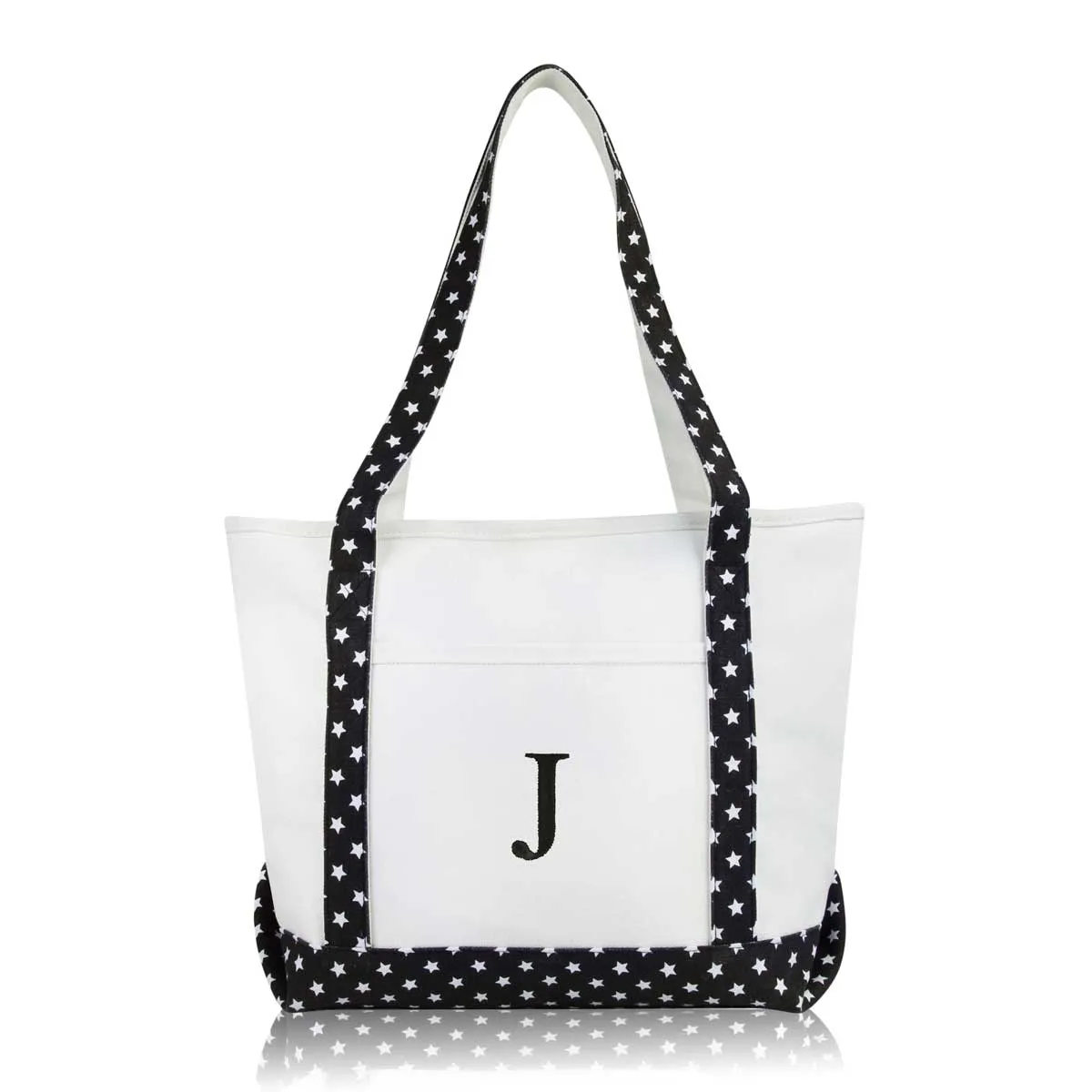 Dalix Medium Personalized Tote Bag Monogrammed Initial Letter - J