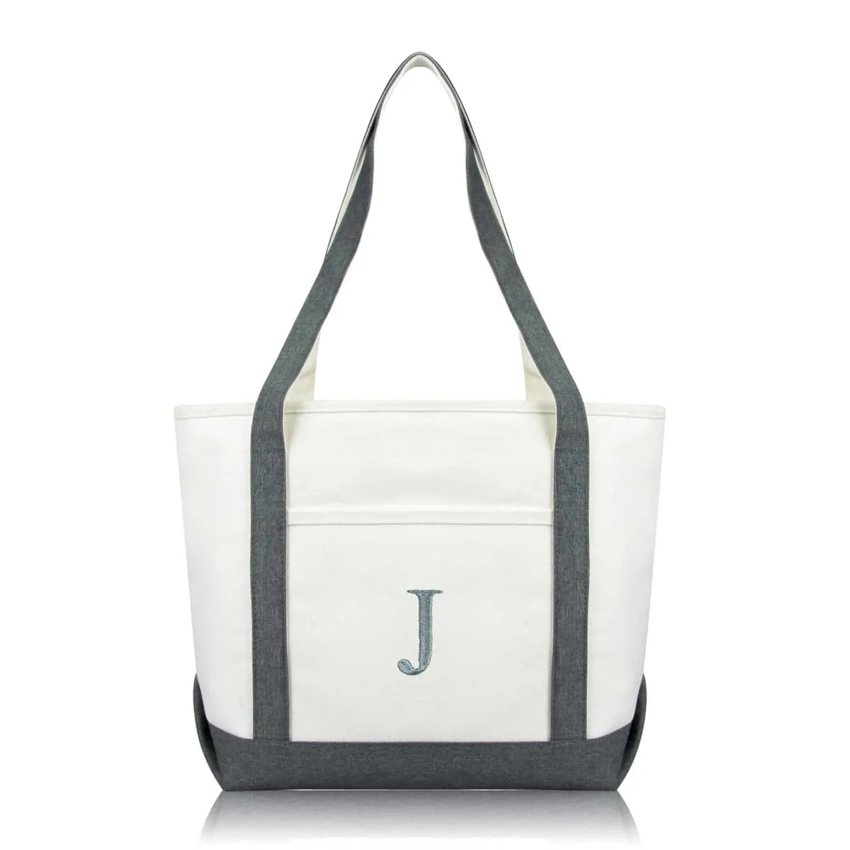 Dalix Medium Personalized Tote Bag Monogrammed Initial Letter - J