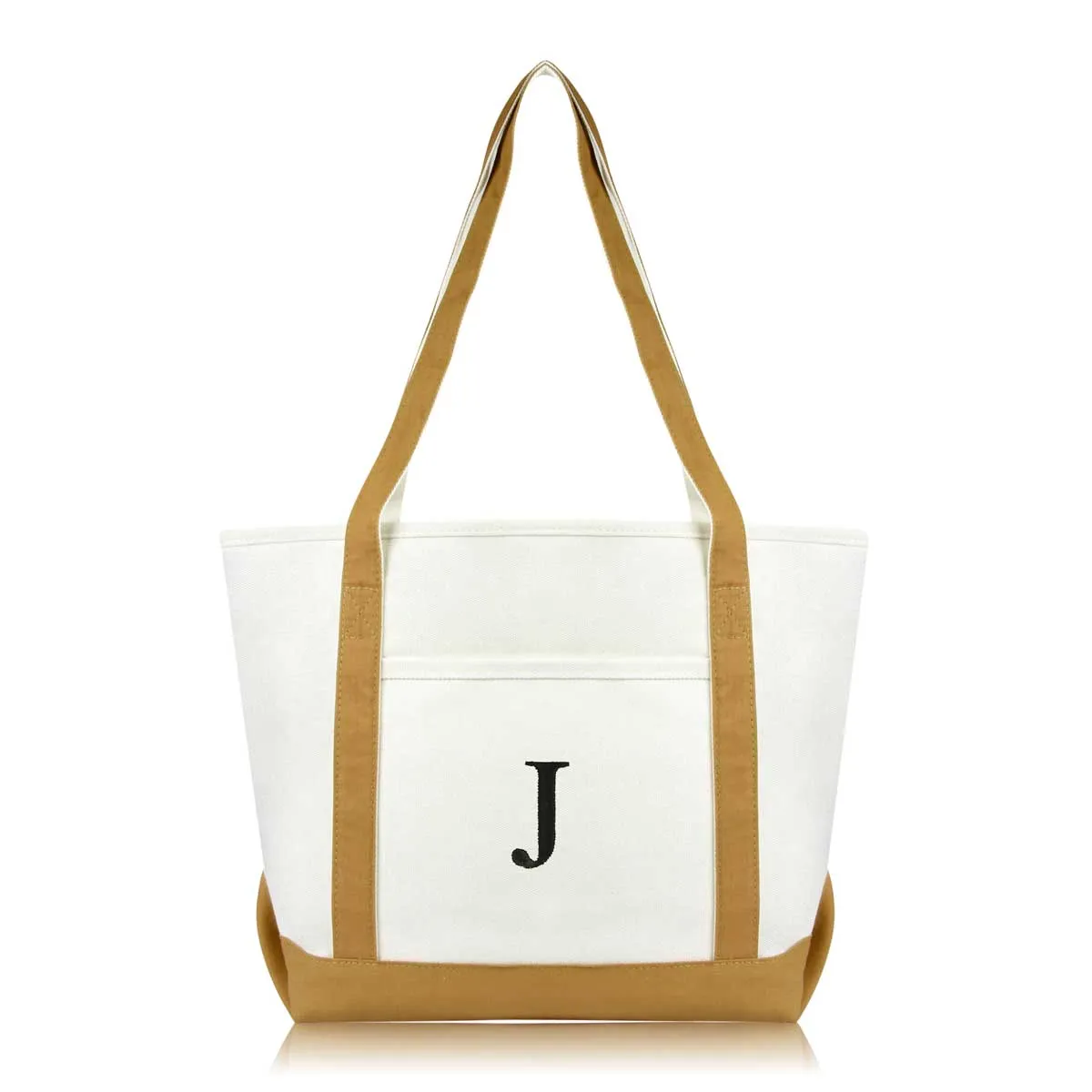 Dalix Medium Personalized Tote Bag Monogrammed Initial Letter - J