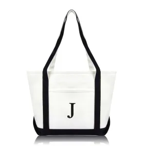 Dalix Medium Personalized Tote Bag Monogrammed Initial Letter - J