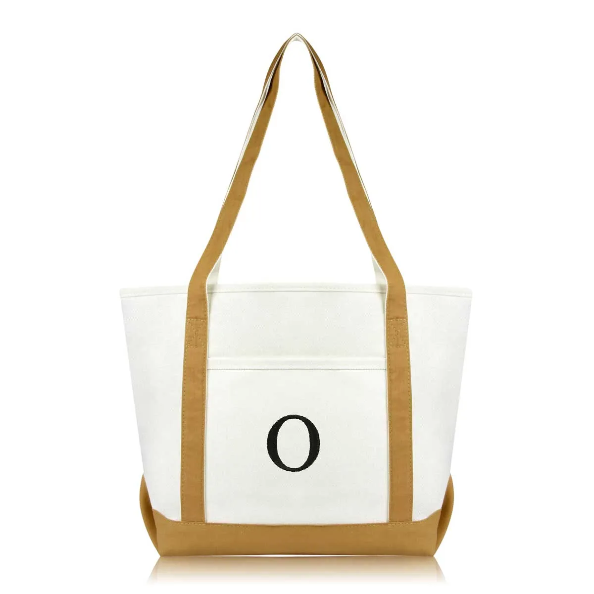 Dalix Medium Personalized Tote Bag Monogrammed Initial Letter - O