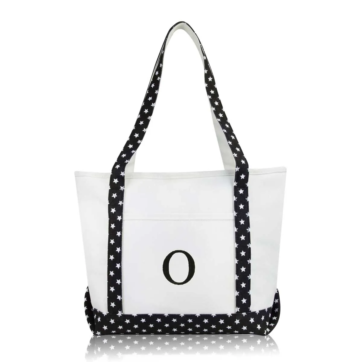 Dalix Medium Personalized Tote Bag Monogrammed Initial Letter - O