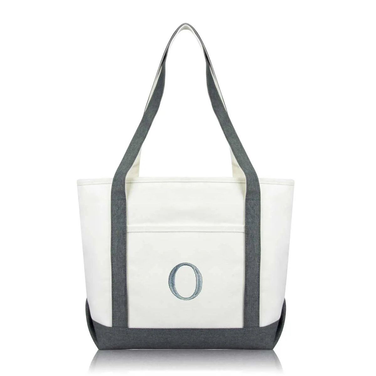 Dalix Medium Personalized Tote Bag Monogrammed Initial Letter - O