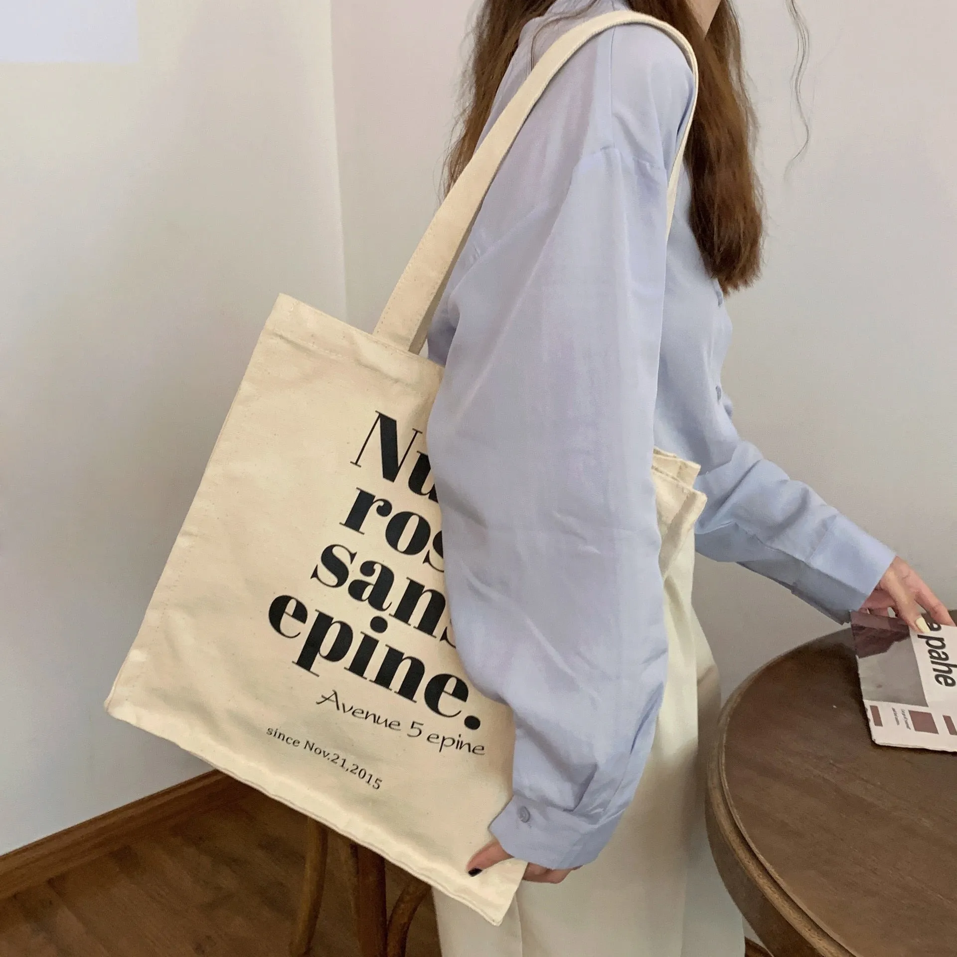 deanwangkt Canvas Bag Women Vintage Letter Print Shoulder Bag Casual Shopper Bag Student Handbag Book Bags Bolsa Feminina Bolsos Women Bag