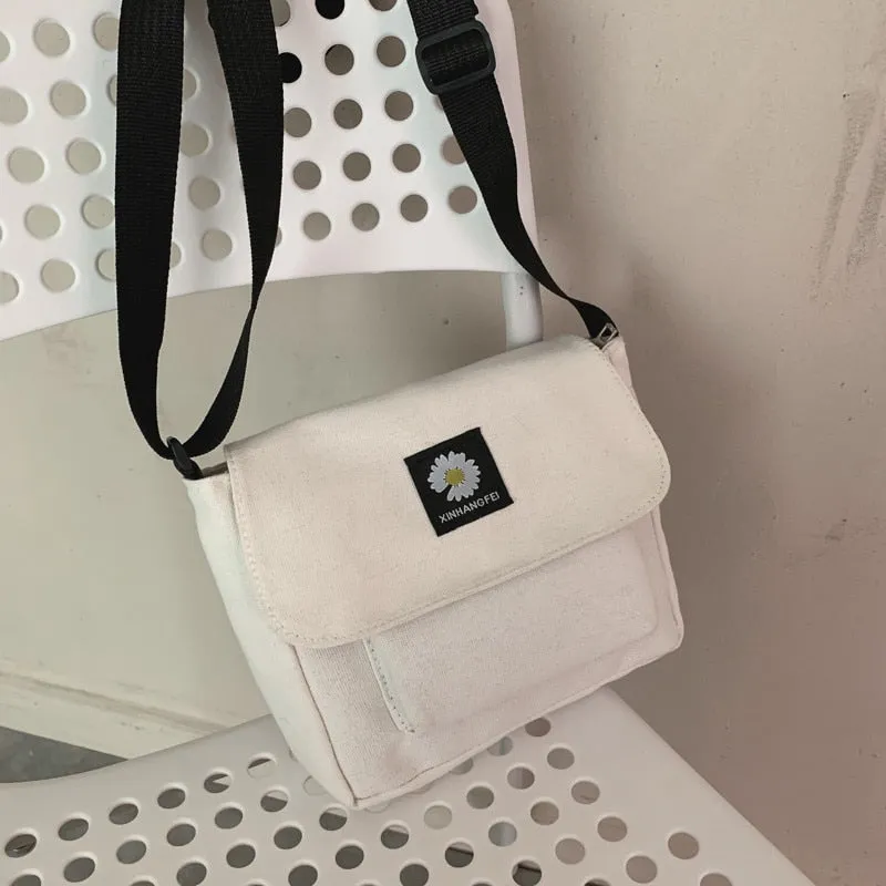 deanwangkt Korean Casual Canvas-Bag Women Small Messenger Bag Ladies Shoulder Bags For Women  Crossbody Bags Women Ladies Phone Bag