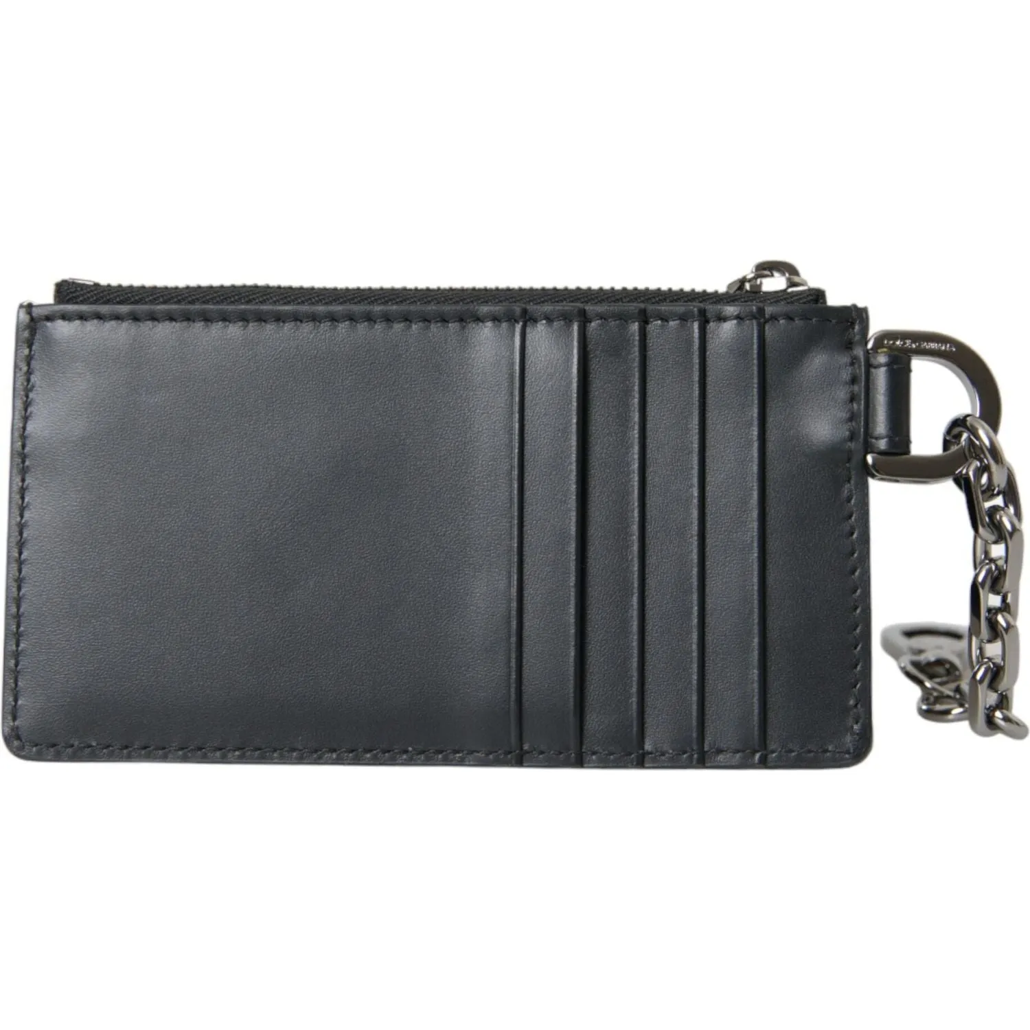 Dolce & Gabbana Black Calfskin Leather DG Logo Card Holder Wallet Men