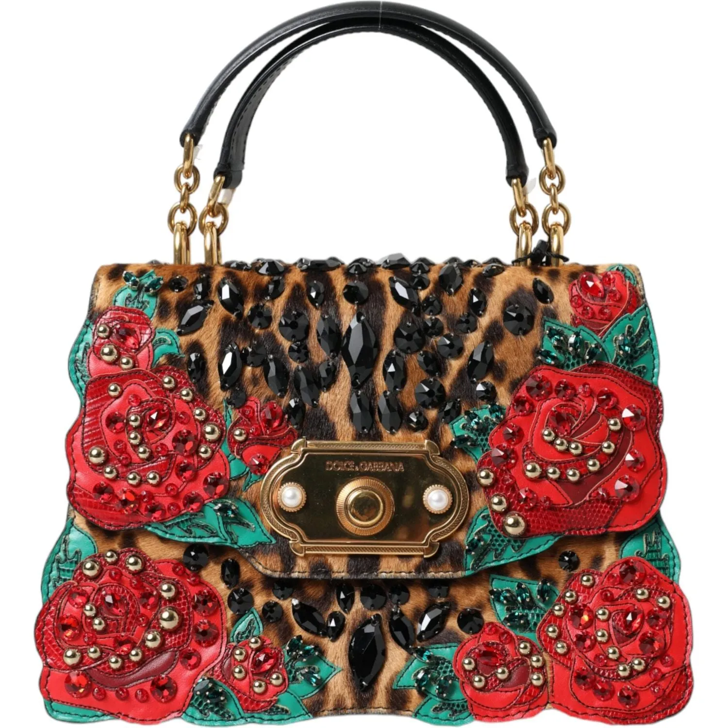 Dolce & Gabbana Chic Leopard Embellished Tote with Red Roses!