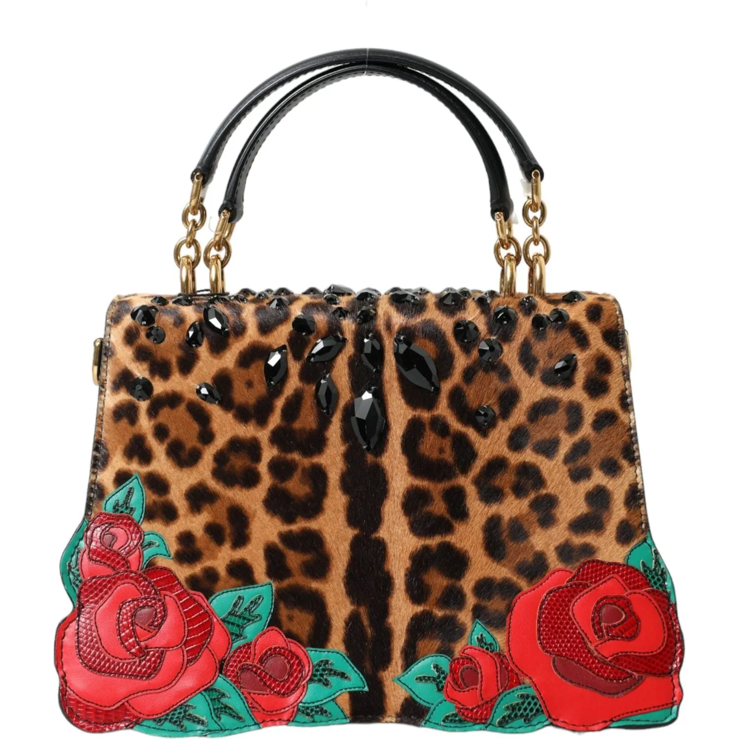 Dolce & Gabbana Chic Leopard Embellished Tote with Red Roses!