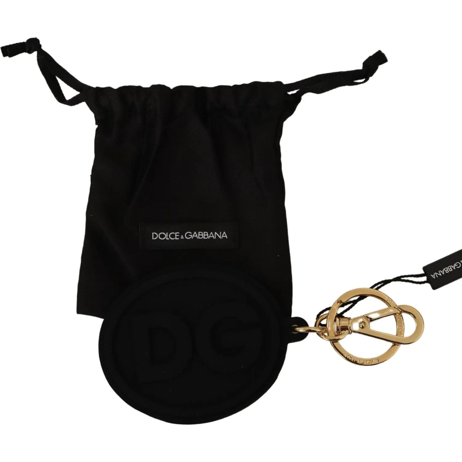 Dolce & Gabbana Elegant Black and Gold Keychain Accessory