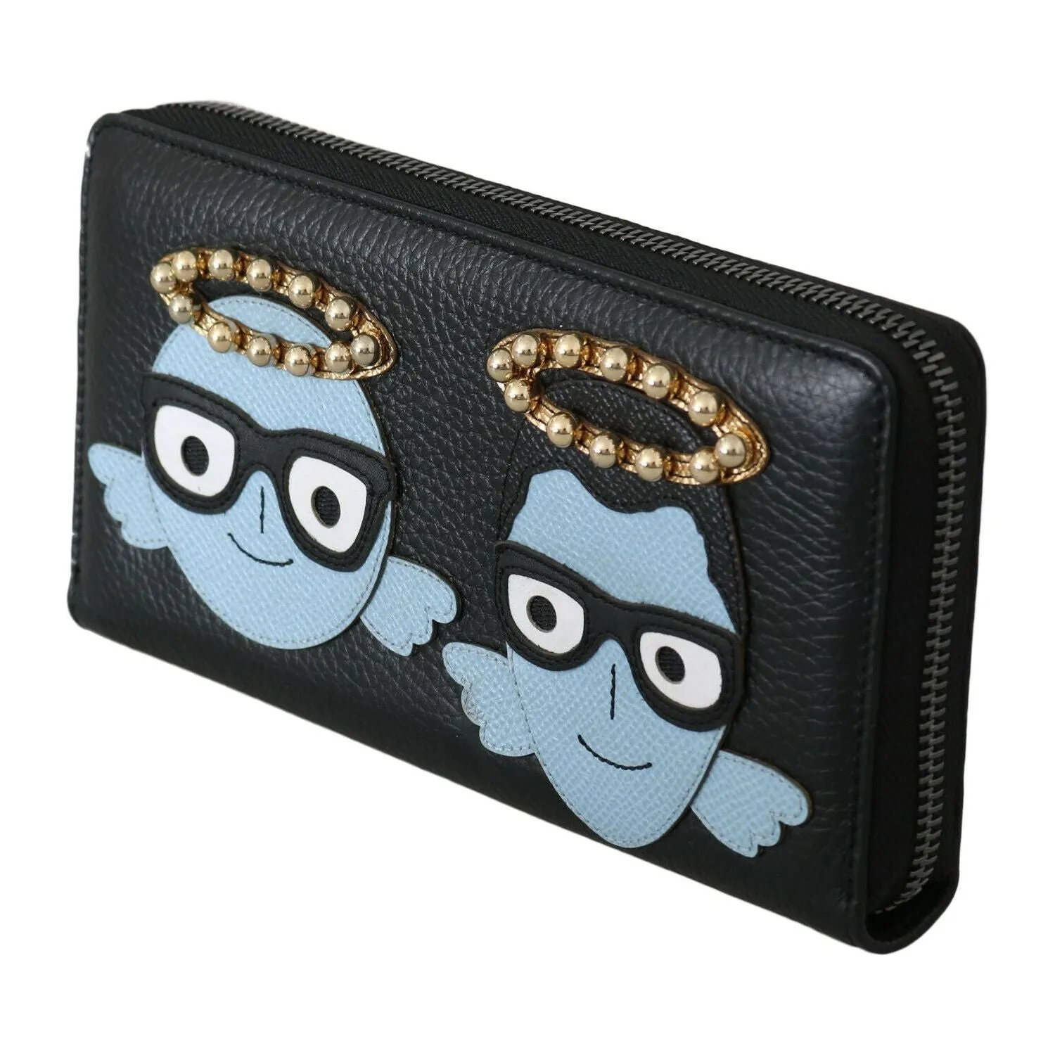 Dolce & Gabbana Elegant Black Leather Zip Wallet