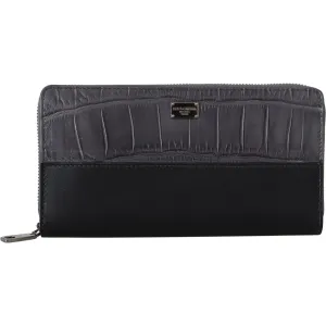 Dolce & Gabbana Elegant Textured Leather Zip-Around Wallet