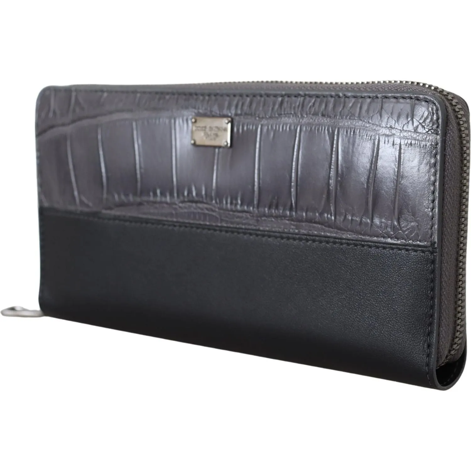 Dolce & Gabbana Elegant Textured Leather Zip-Around Wallet