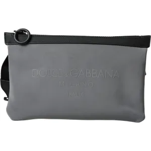 Dolce & Gabbana Gray Neoprene Logo Zip Waist Fanny Pack Belt Pouch Bag