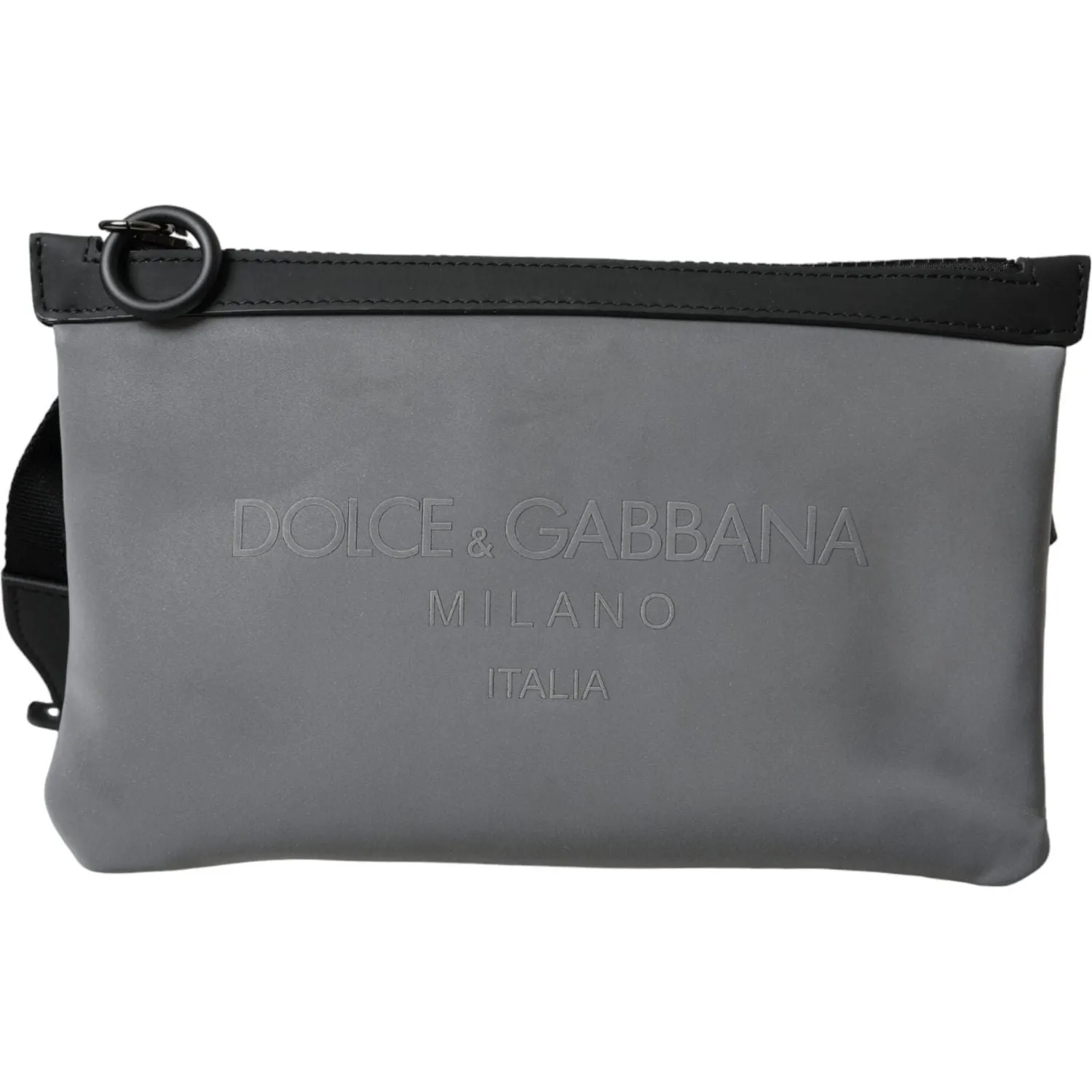 Dolce & Gabbana Gray Neoprene Logo Zip Waist Fanny Pack Belt Pouch Bag