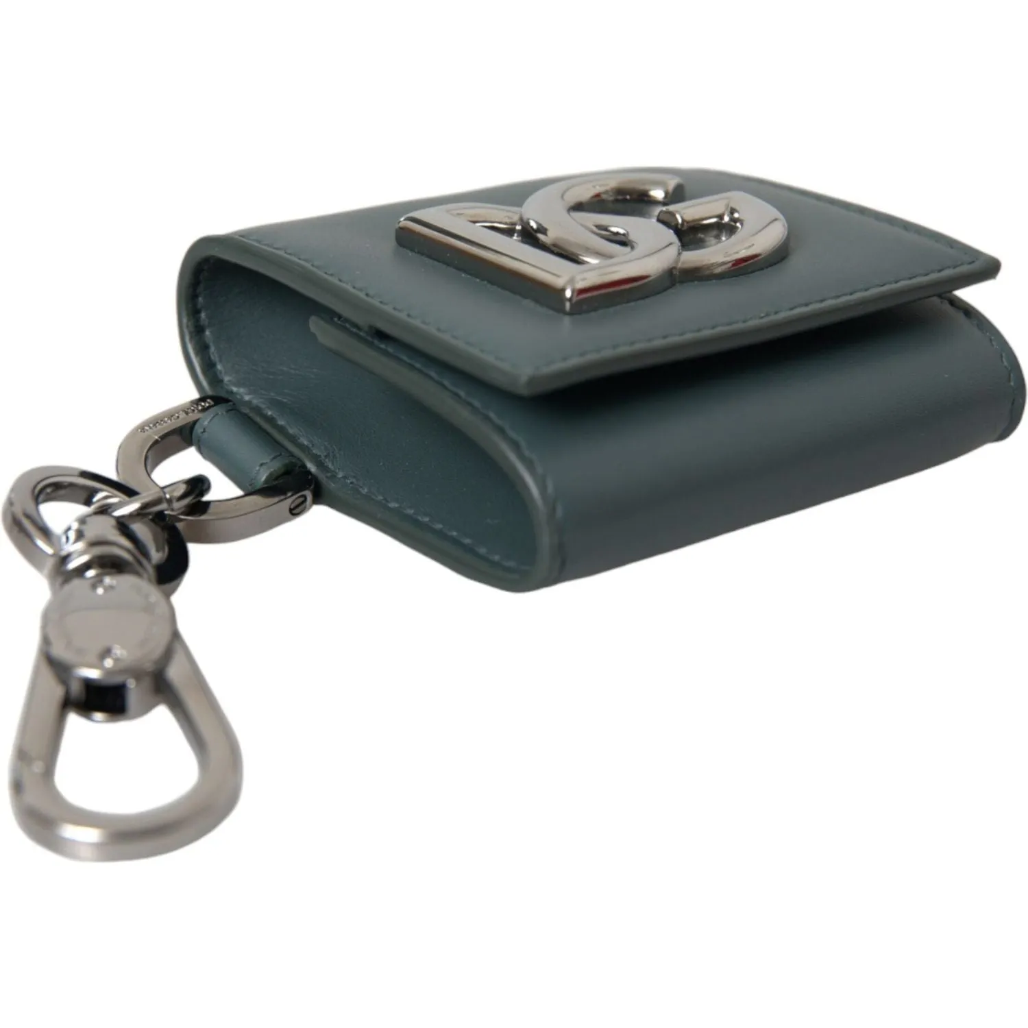 Dolce & Gabbana Green Leather DG Logo Keyring Coin Purse Keyring Wallet