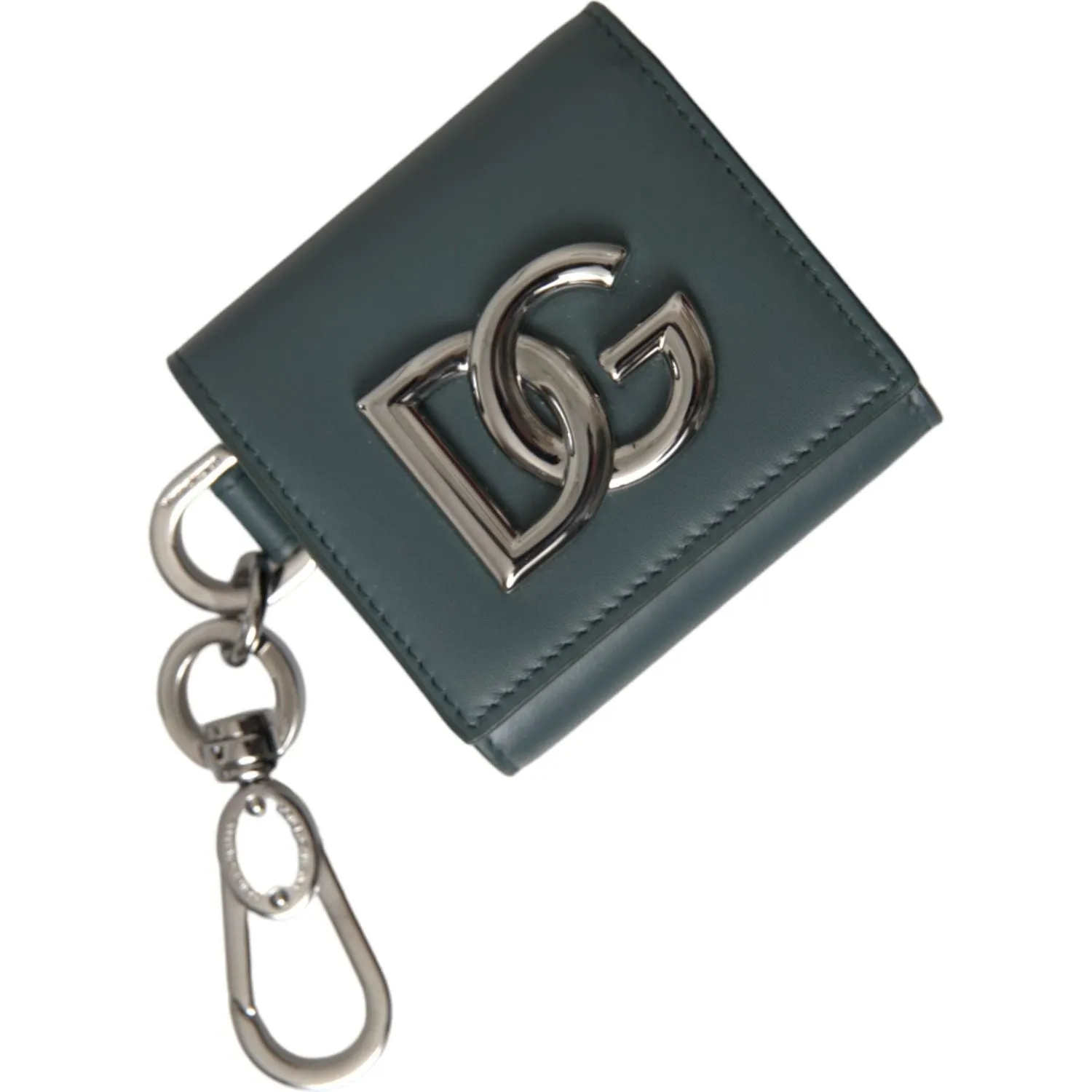 Dolce & Gabbana Green Leather DG Logo Keyring Coin Purse Keyring Wallet